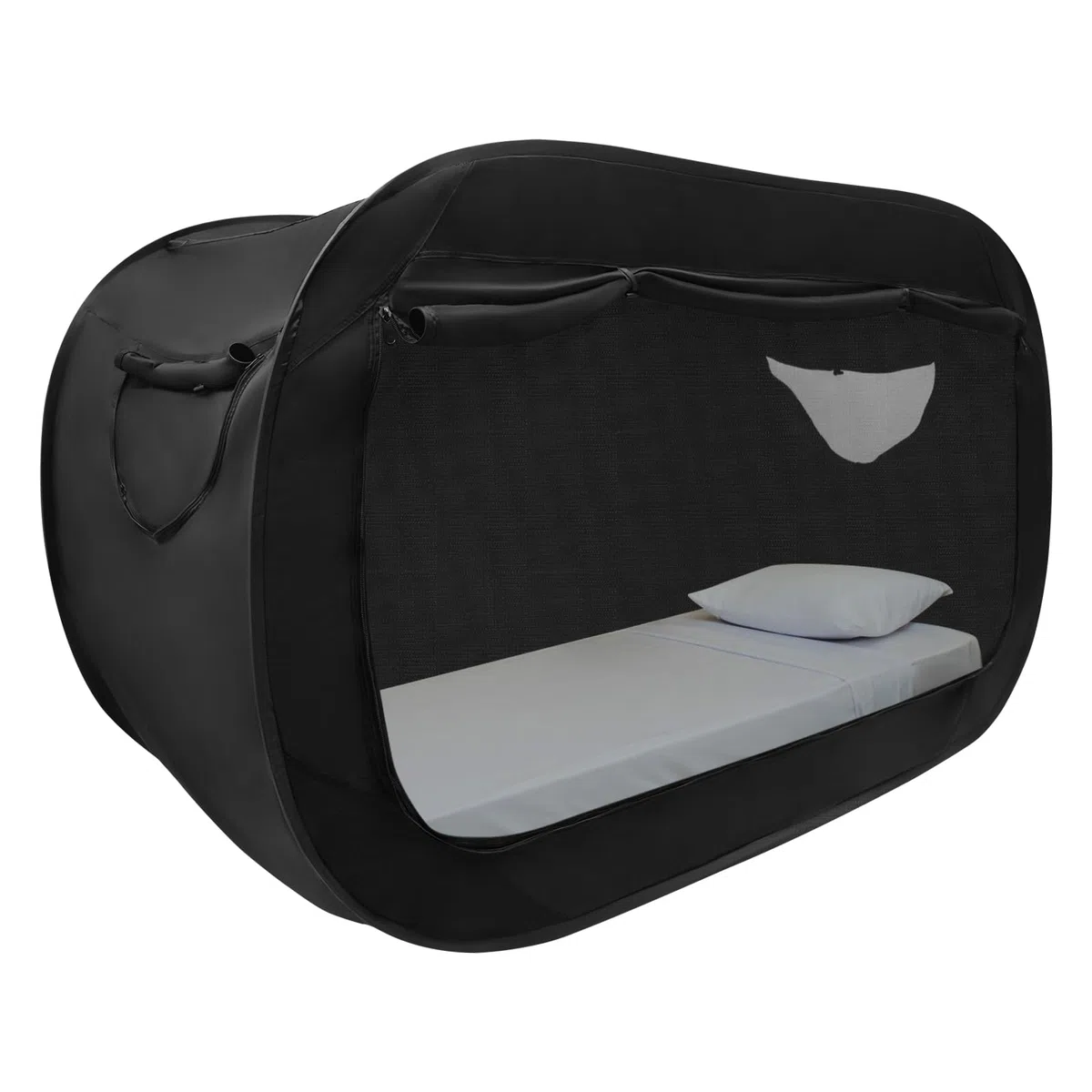 Schwarz Pop Up Bett-Zelt Faltbare Atmungsaktive Betttunnel Betthimmel Büro-Camping-Schlafzelte Faltbares Atmungsaktives Schlafzelt Büro des Wohnsitzes Tent für Erwachsene oder Kinder 190 * 90 * 100cm