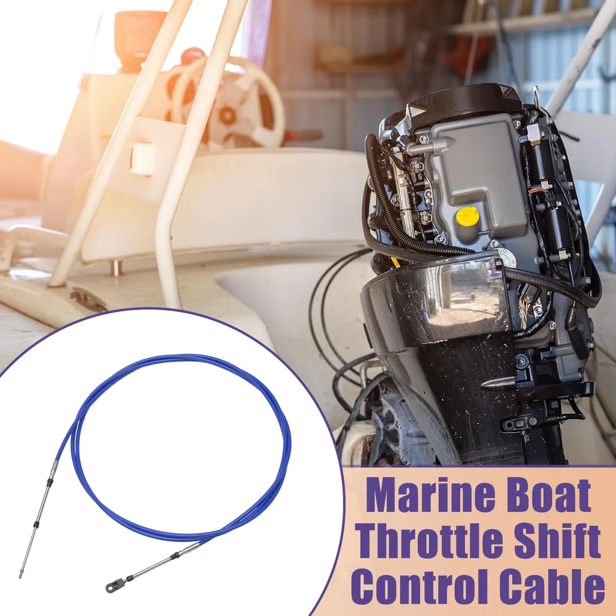 QUARKZMAN 13FT 33C Marine Boot Gas- und Schaltzug Blau für Yamaha