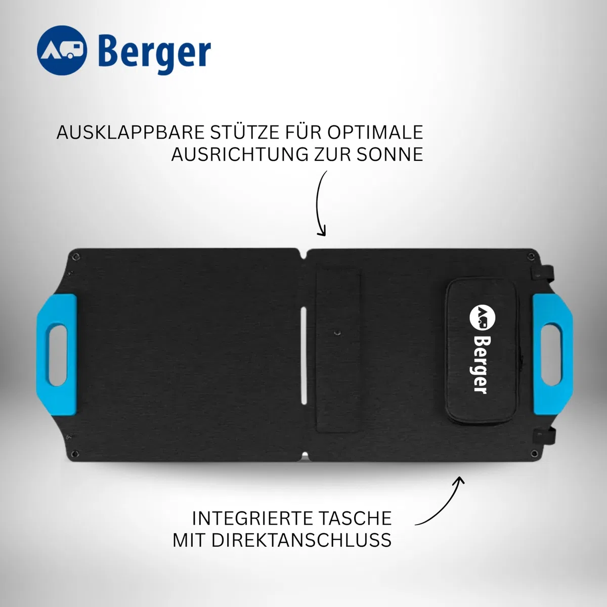 BERGER faltbares Solarpanel Monokristallines 60W bis 300W Solarmodul für Camping Outdoor Powerstation Batterie