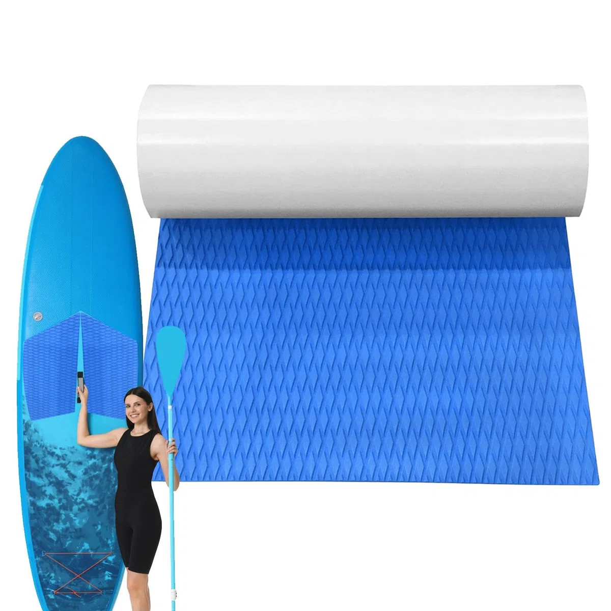 su-p Traction Pad Deck Grip Matte, Surfboard Mat Grip Surfboard Yatch Deck Pad, Rutschfester Selbstklebender Bodenbelag, Trimmbar Eva-Pad Für su-p, Surfen, Skimboards Standup & Mehr, 120 X 30 cm