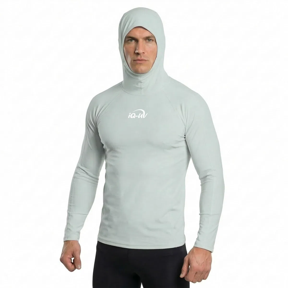 iQ-UV Shirt für Herren Kapuzenshirt Langarm – Rashguard für Herren mit UPF 50+ Sonnenschutz für Aktiv- und Wassersport – Schwimmshirt für Männer – Atmungsaktiv und schnelltrocknend