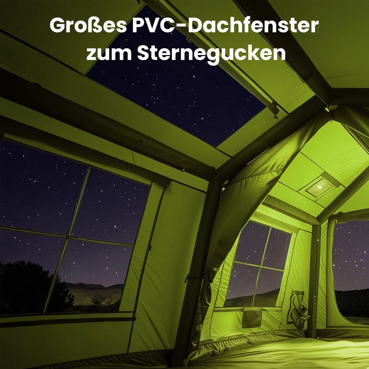 Ytaoeo Aufblasbares Zelt für 8-10 Personen Outdoor Camping Zelt mit Kaminöffnung Vordach Aufblasbares Campingzelt aus Wasserdichtem Oxford-Stoff Air Glamping Zelte