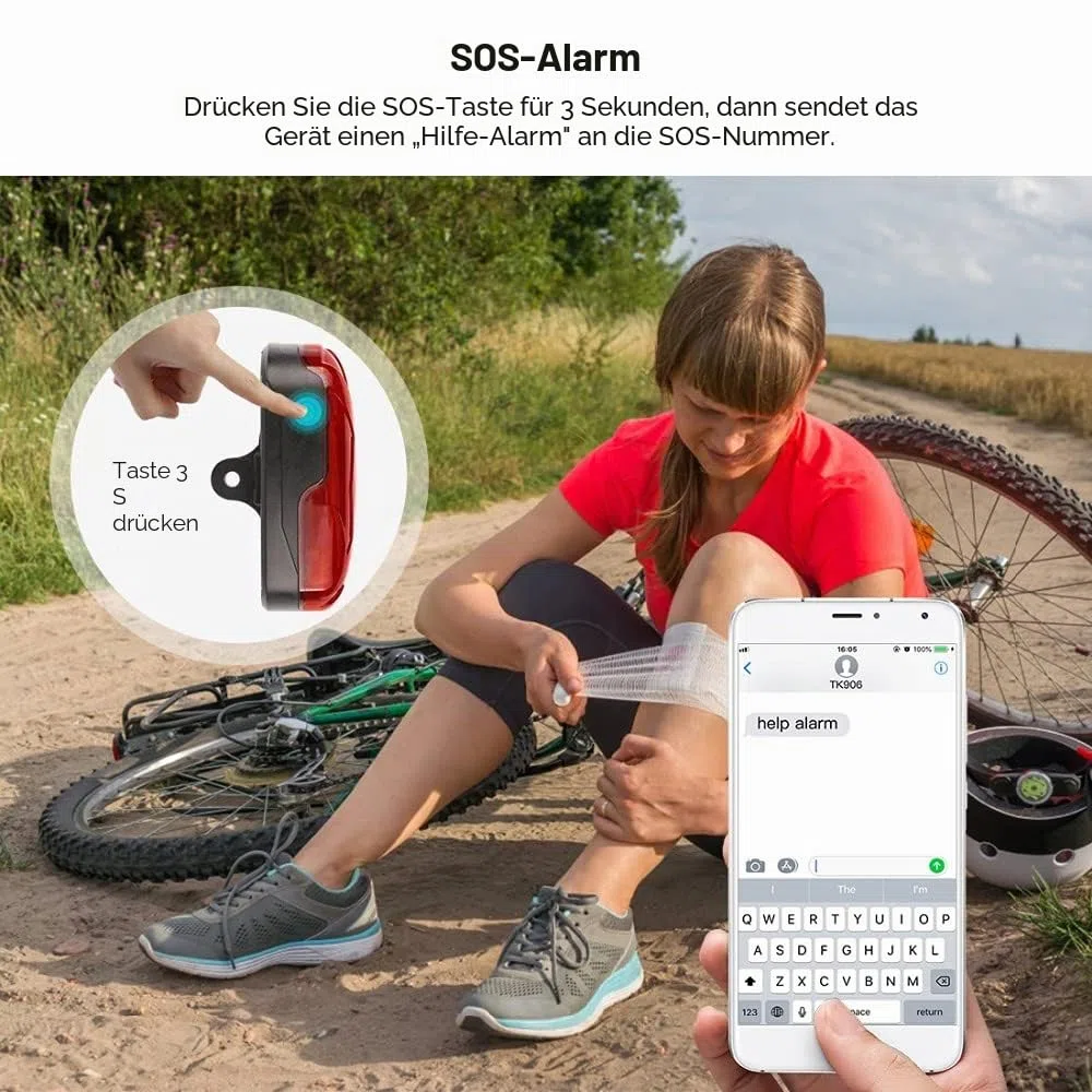 4G GPS Tracker Fahrrad SOS Alarm GPS Tracker Bike mit Versteckter Fahrradhalterung wasserdichte Fahrrad GPS Locator TK906 Lange Standby-Zeit Tracking Lebenslange Kostenlose APP/PC