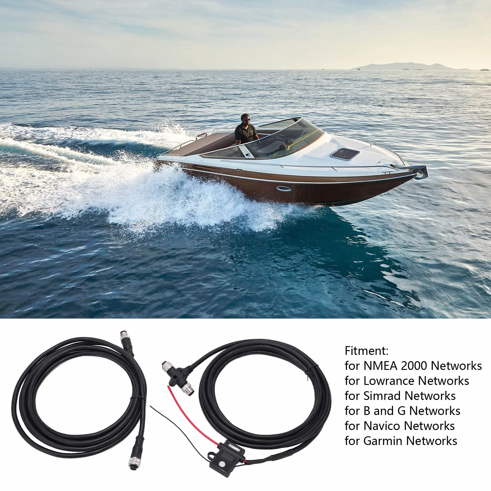 NMEA 2000 Starter Kit, Wasserdichtes Marine NMEA Netzwerk Starter Kit, mit 3-Port-T-Anschlussadapter und Männlich-weiblichem Widerstand