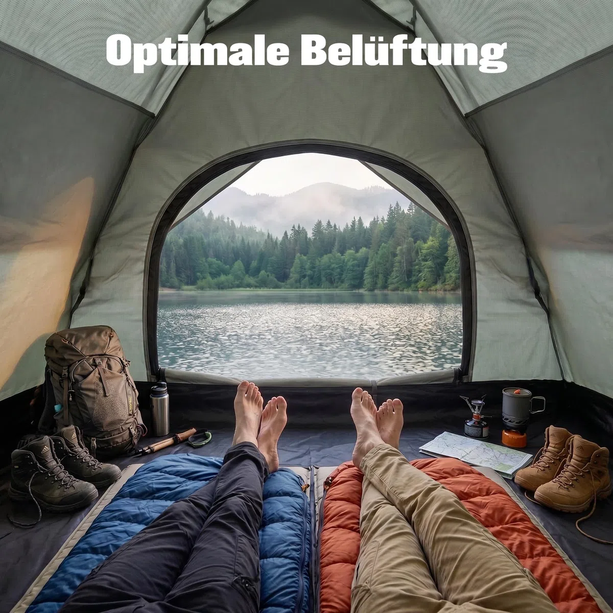 Zelt 2/3/4 Personen Campingzelt Pop Up - 40s Automatik Schnellaufbau, 2-4 Mann Zelte Wasserdicht 3000mm & Winddicht, Doppelwand Kuppelzelt mit Regenschutz, Wurfzelt für Camping