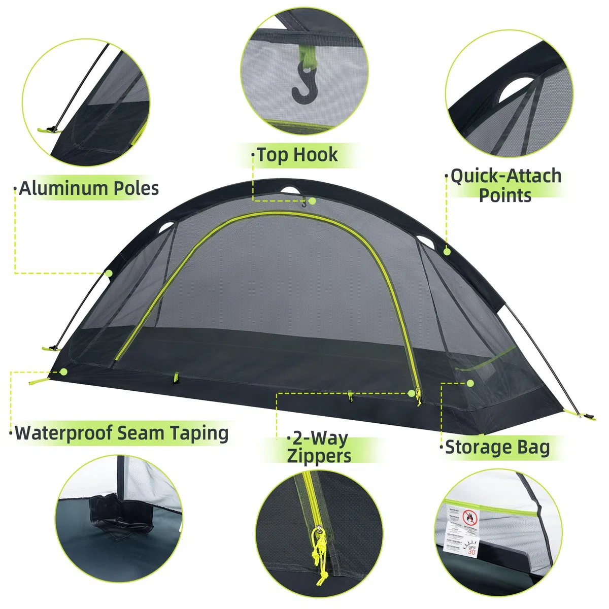 Single Camping Zelt für 1-Personen, Ultraleicht, wasserdicht und Winddicht, 3-Jahreszeiten-Zelt mit doppelschichtigem Einmast-Design, kompakt und tragbar – ideal für Reisen, Wandern und Bergsteigen