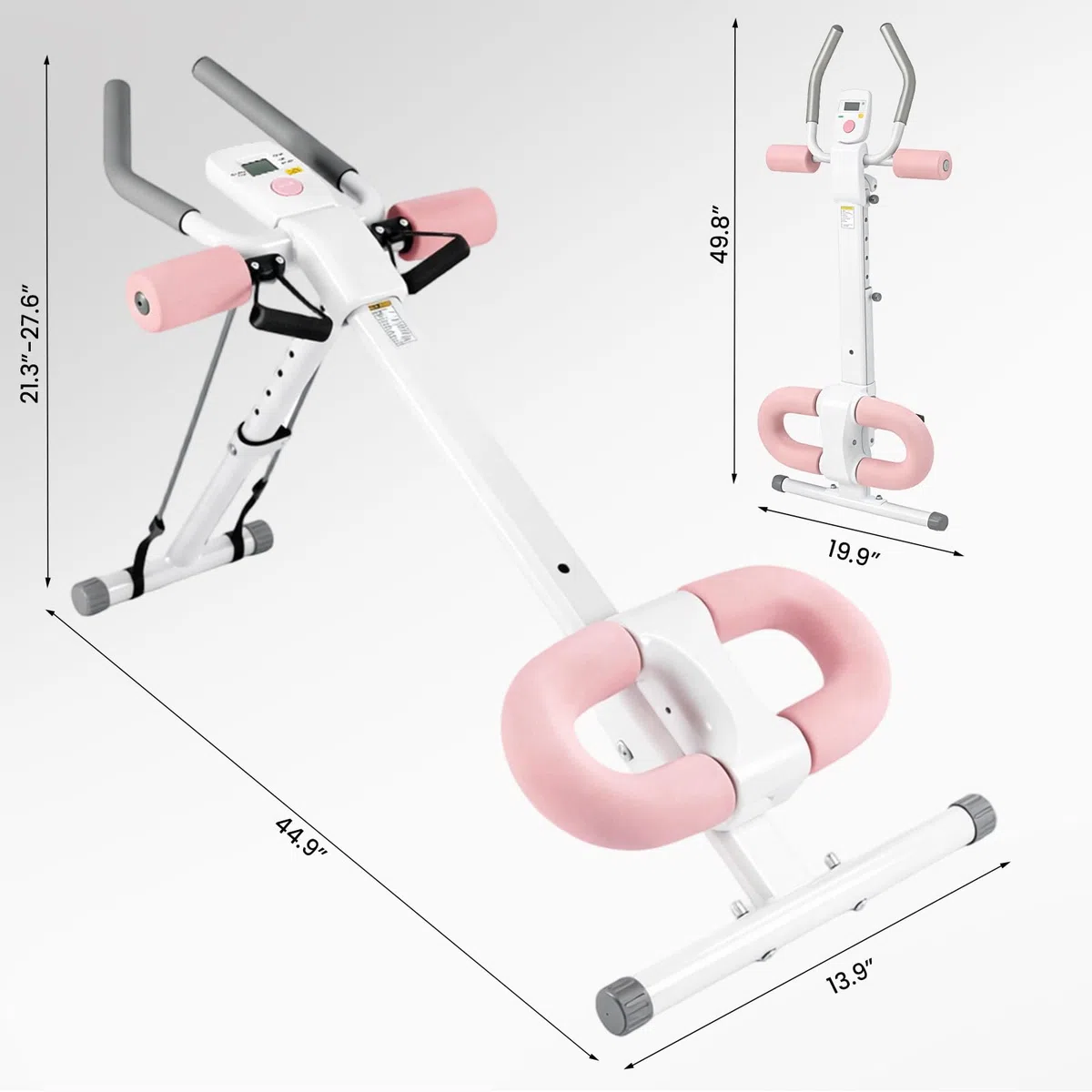 Ab Trainer Abdominal Muscle Machine Adjustable for Home Gym, Foldable And Space-Saving, Quiet Wheels, Knee And Elbow Pads
