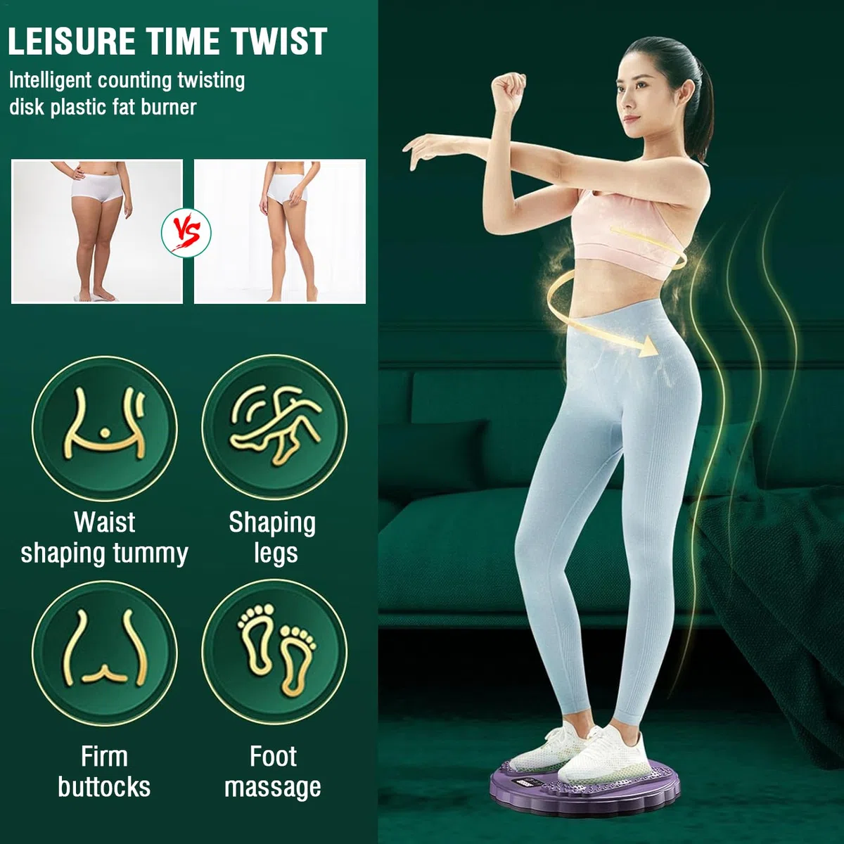 Twist Waist Disc mit Zähler,Taillentwister Abnehmen Geräte,Fit Twist Sportgerät, Bauchtrainer Drehscheibe Aerobic-Training für Fußmassage und Taille Übung