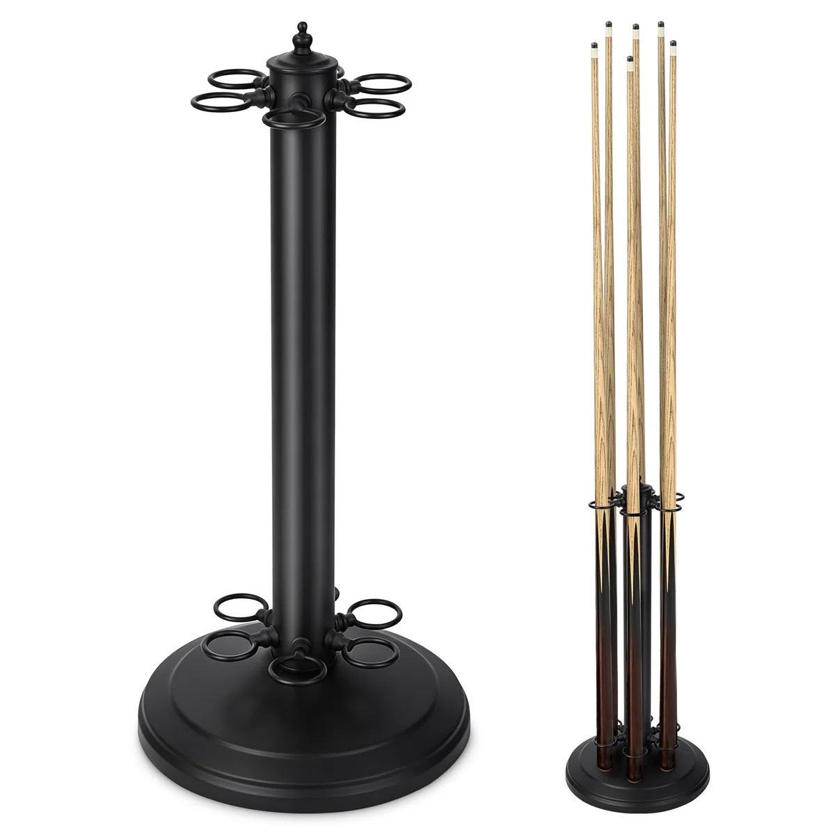 Billard Queue Halter, Billardqueue Halterung Pool Queueständer, 6-loch | Freistehender Metall Poolqueuehalter zur Aufbewahrung von Billardqueues, für Billardzimmer, Bars & Club