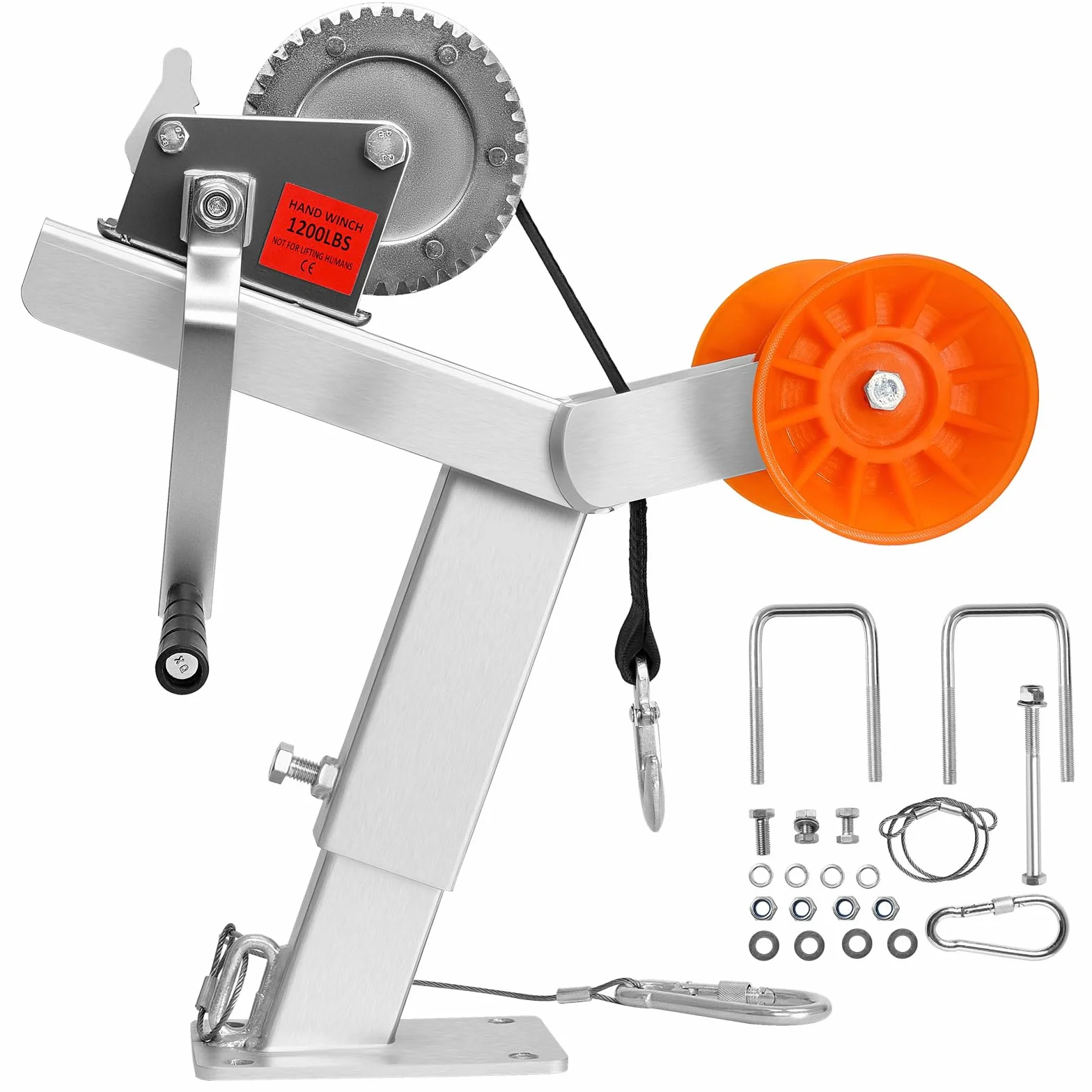 VEVOR Bootsanhänger-Sitz mit Rolle, 544kg Winde & 51mm x 7,6m Windengurt, Bootswindenhalterung mit U-Bolzen für 50,8–76,2mm B x 76,2–101,6mm H Anhängerkupplung, Jetski, Segelboot, Schnellboot