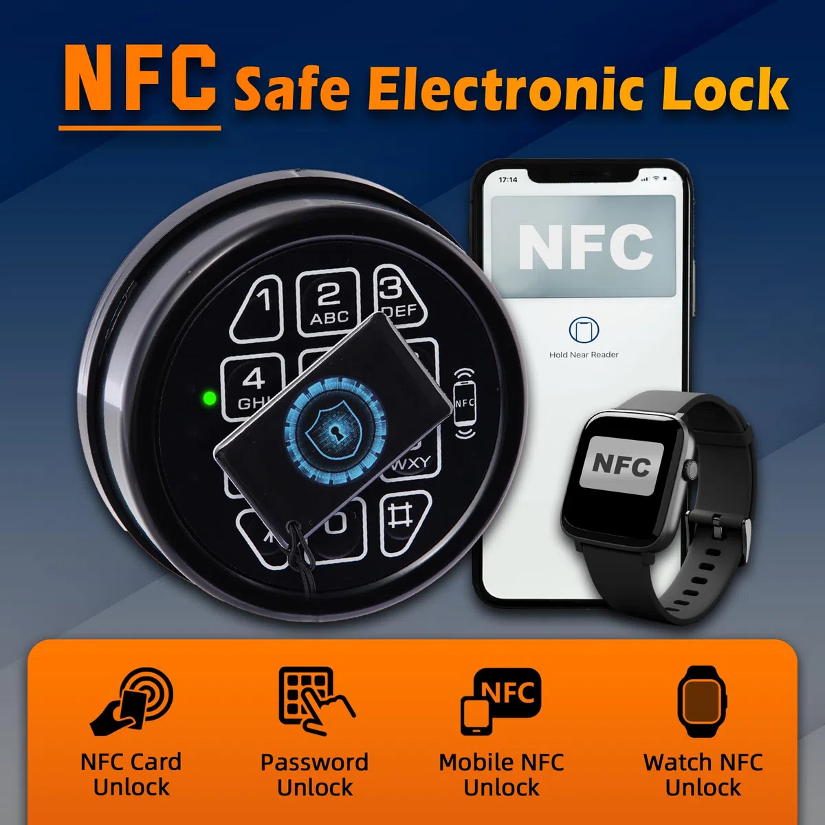 Elektronisches Safe Lock Ersatztastatur mit Magnetschloss & 2 Override-Tasten-NFC-Funktion (mit 2 NFC-Karten), programmierbarer Safe Keypad für schnellen sicheren Zugriff, passend für Safe Boxen
