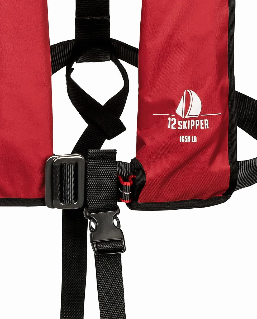 Automatik Rettungsweste 165N mit Harness, ISO 12402-3, Lifebelt, UML-Auslöser, Schrittgurt, Erwachsene 40-150 kg