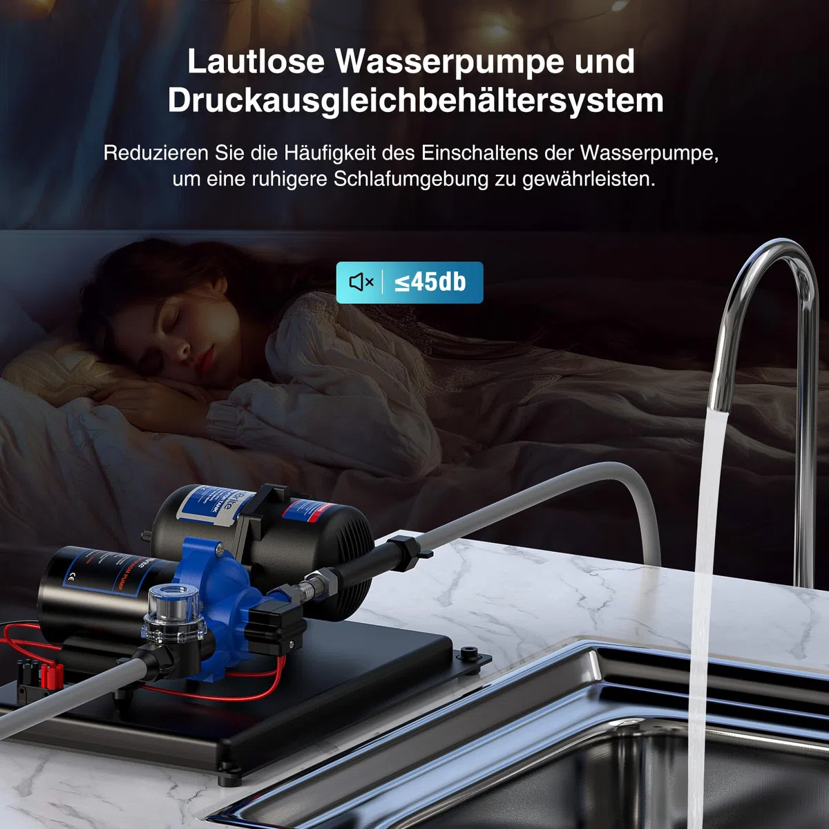 DC 12V Wasserdrucksystem - Wasserpumpe 12V Membranpumpe Selbstansaugende 3.0GPM 50 PSI und 0.75L 125 PSI Druckausgleichsbehälter Wohnmobil für Camping Gartenbewässerung, Boote