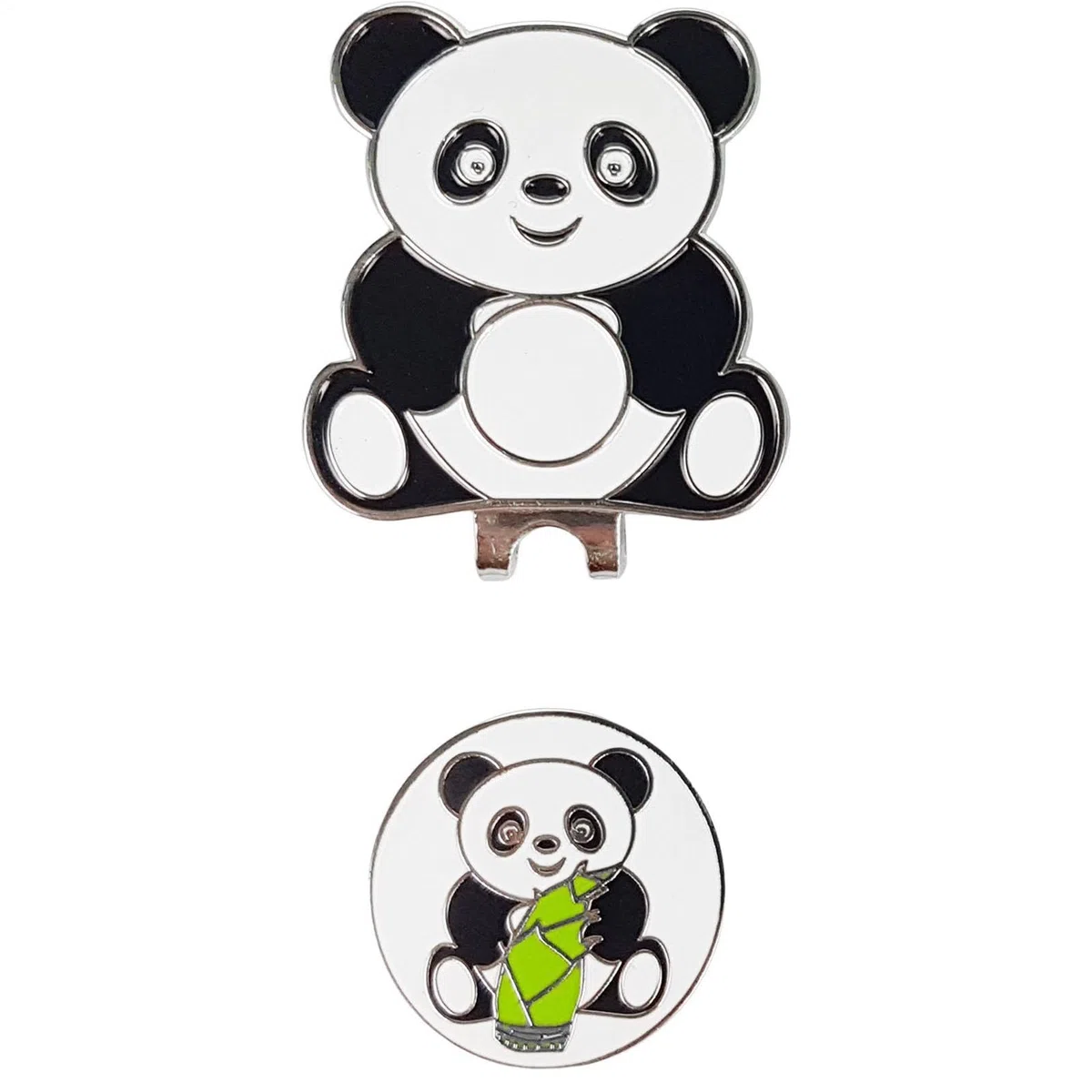 Hutclip Für Golfballmarker – 40 Mm Golfmarker Im Cartoon-Panda-Stil | Magnetischer Ballmarker Aus Metall, Trainingshilfe, 25 G, Sportzubehör Mit Niedlichem Tiermuster Für Professionelle Golfer, Grüne