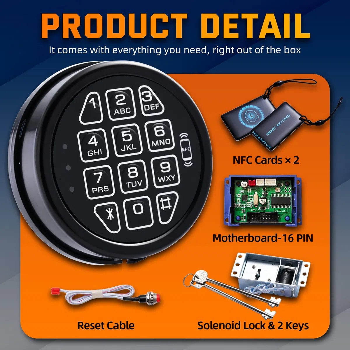 Elektronisches Safe Lock Ersatztastatur mit Magnetschloss & 2 Override-Tasten-NFC-Funktion (mit 2 NFC-Karten), programmierbarer Safe Keypad für schnellen sicheren Zugriff, passend für Safe Boxen