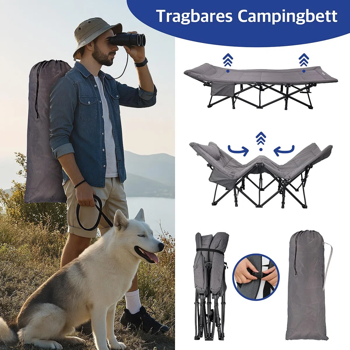 Semptec Urban Survival Technology Klappbares Camping- und Feldbett, bis 200 kg, für Indoor und Outdoor