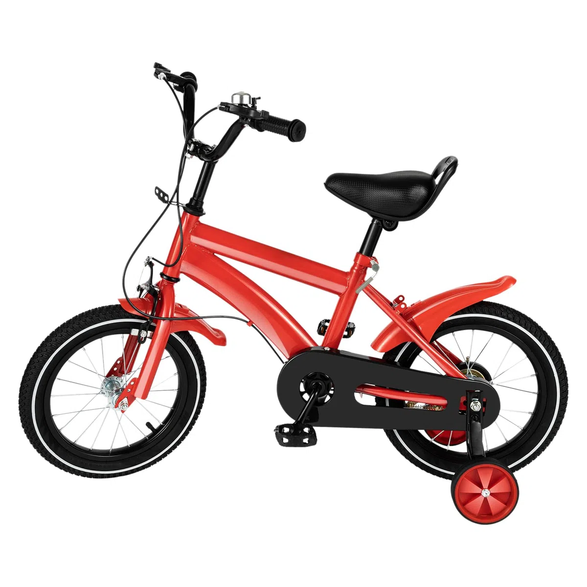 14 Zoll Kinderfahrrad, Kinder Fahrrad mit Korb, Fahrrad für Jungen und Mädchen mit Stützrädern und Duales Bremssystem, Höhenverstellbar Kinder Fahrrad für ab 3-6 Jahre Jugend Fahrrad
