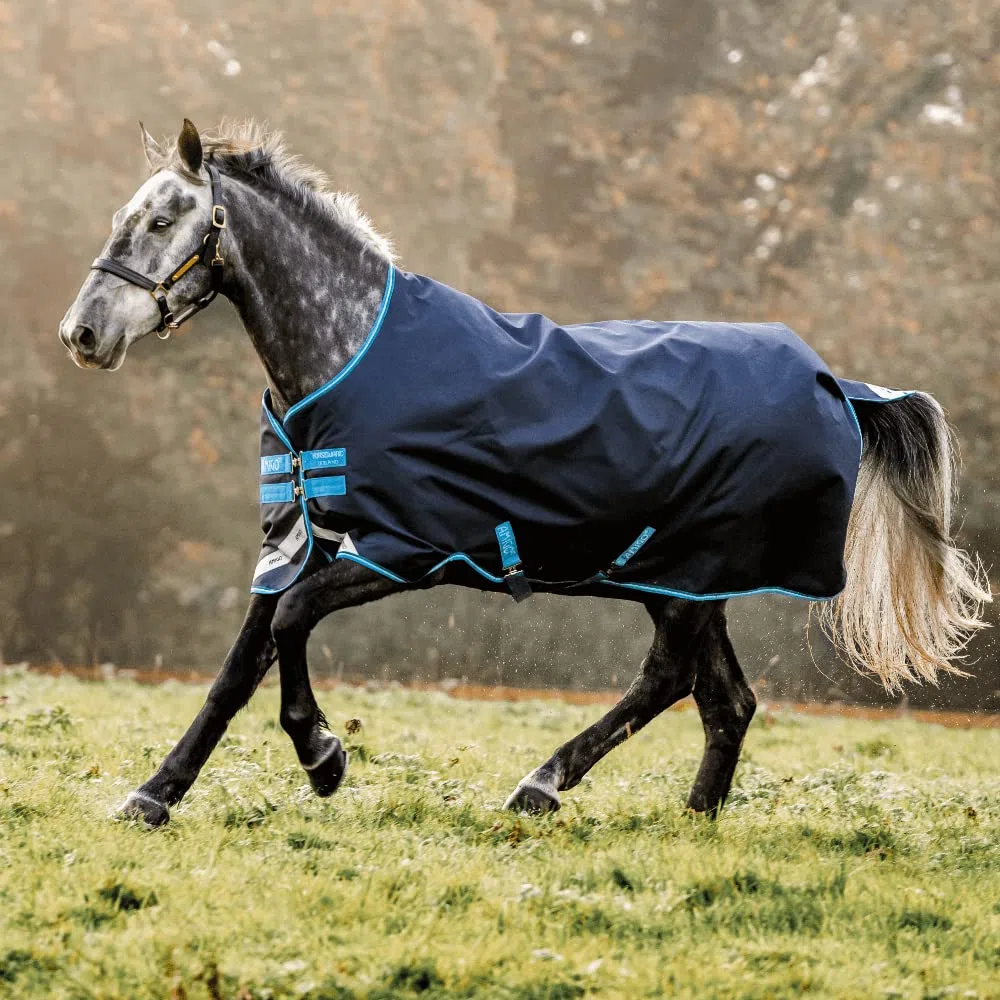 Horseware Amigo Bravo 12 50g Turnout Regendecke Navy/Turquoise