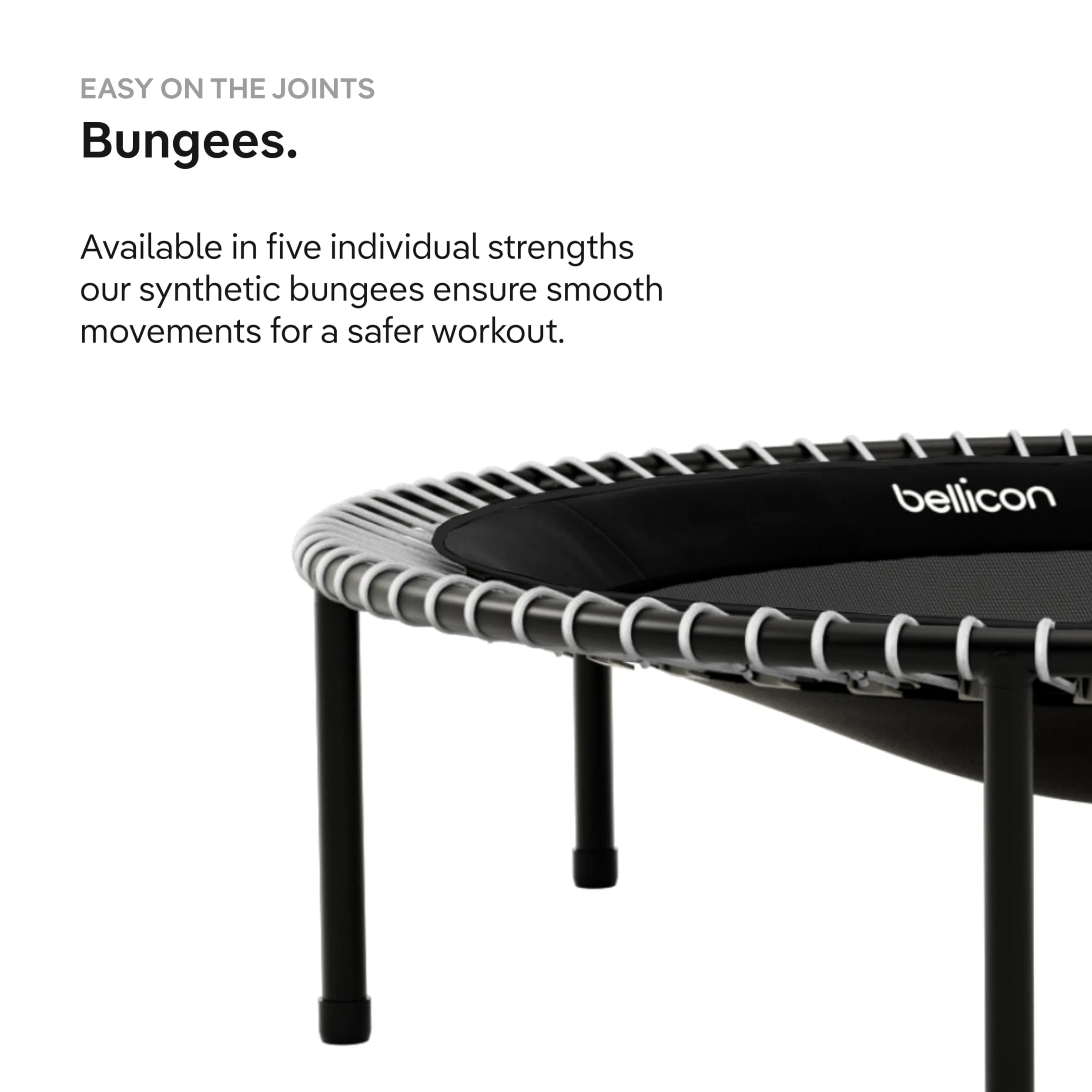 bellicon Mini Trampolin | Seilring-Federung bis 150 kg | Indoor Fitness Trampolin für Erwachsene | Schraubbeine