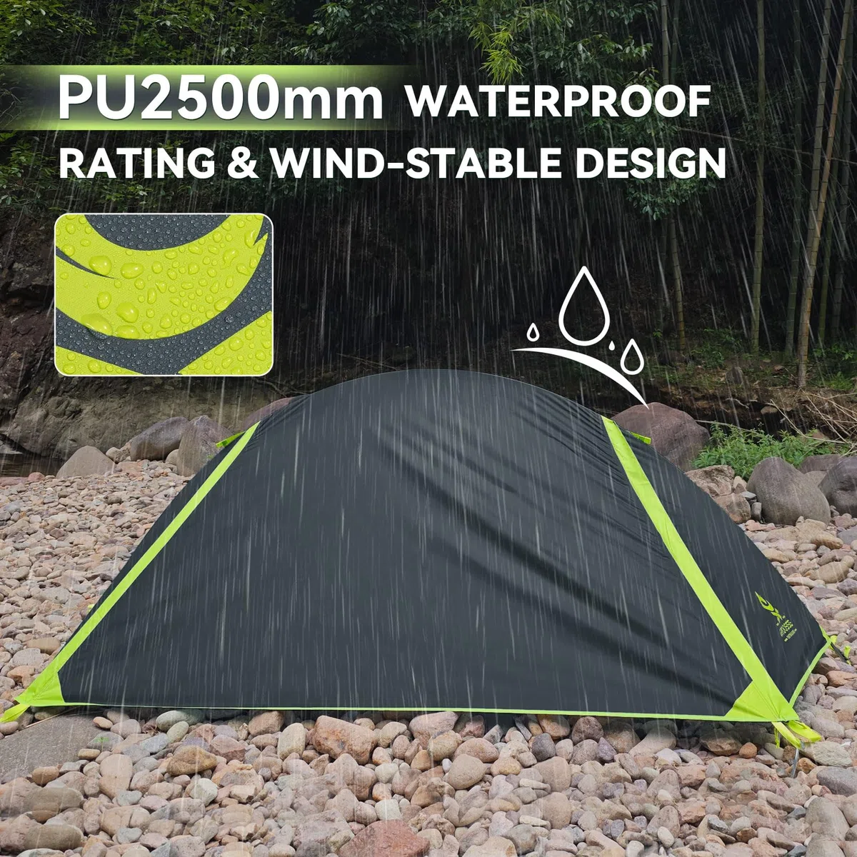 Single Camping Zelt für 1-Personen, Ultraleicht, wasserdicht und Winddicht, 3-Jahreszeiten-Zelt mit doppelschichtigem Einmast-Design, kompakt und tragbar – ideal für Reisen, Wandern und Bergsteigen
