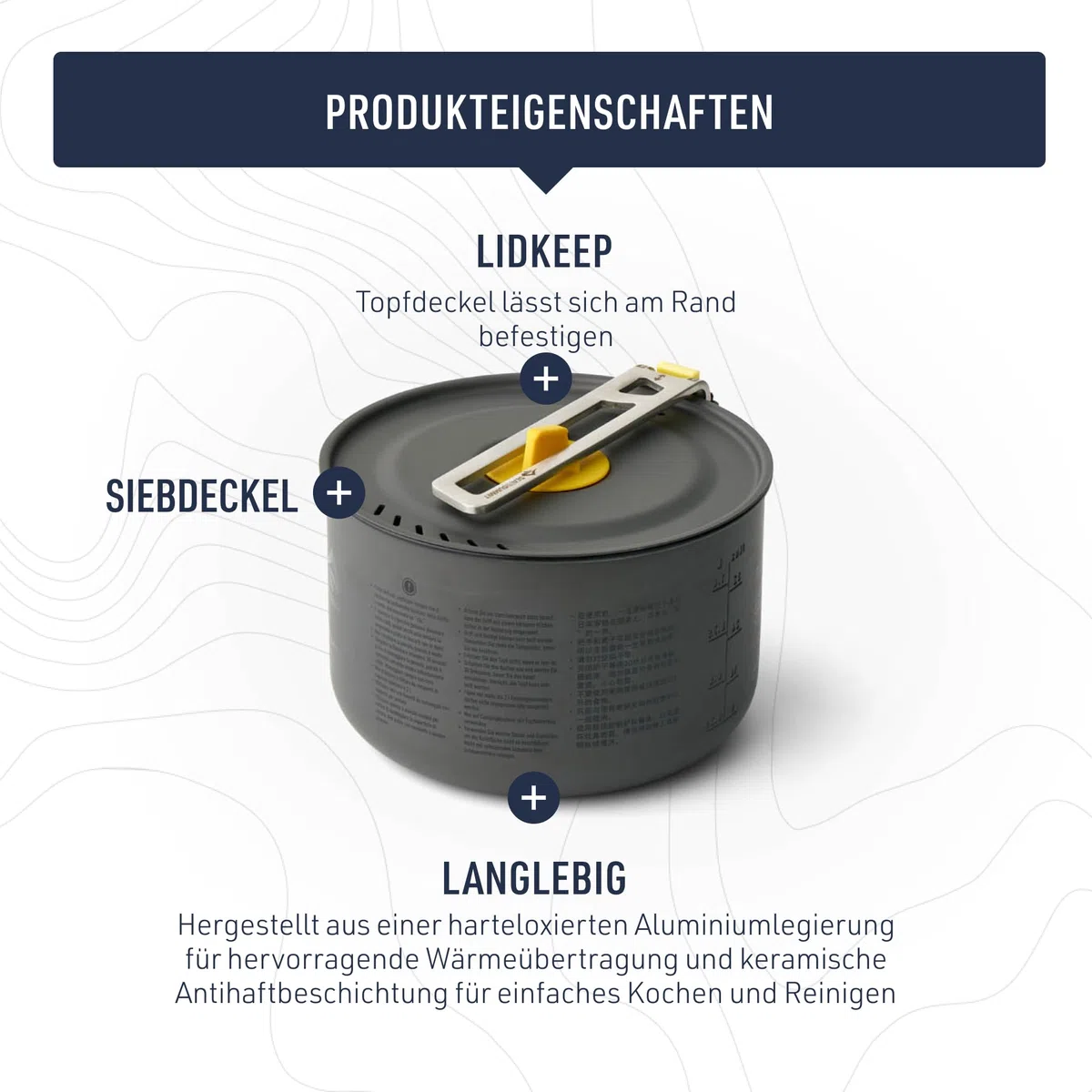 SEA TO SUMMIT - Frontier Pot 3L - Ultraleichter Campingtopf - 3 Personen - Kochtopf mit Antihaftbeschichtung + Siebdeckel - Kompaktes Design - aus harteloxiertem Aluminium - 304 g