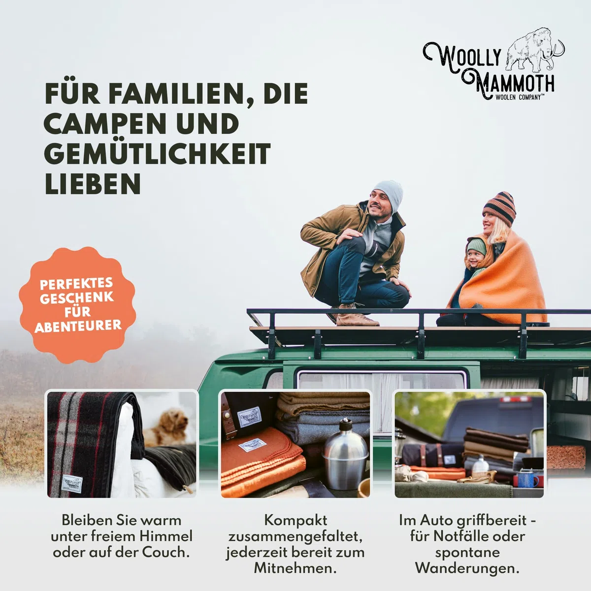 Wolly Mammoth 80% Wolle Decke - Sofa Kuscheldecke 167 x 230 cm Dicke Wärmedecke, Flauschige Wohndecke, Militärdecke, Wolldecke, Wärmende, Schwere Couchdecke, Draußen, Camping Rettungsdecke, Orange