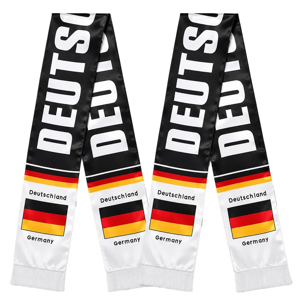2 Stück Deutschland Fanschal 136x15cm - Fußball Schal Schwarz-Rot-Gold für Weltmeisterschaft EM Fanartikel - Hochwertiger Schal für Stadion, Public Viewing und Autokorso