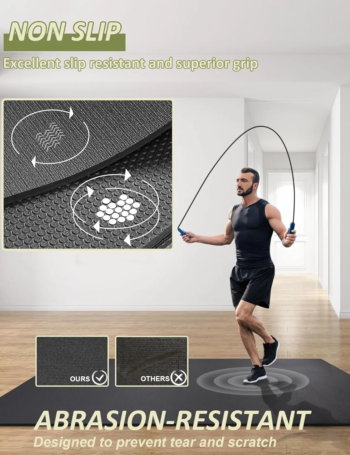 innhom Bodenschutzmatte Fitnessgeräte Fitness Sportmatte Fitnessmatte rutschfest, Hochstrapazierfähige Unterlegmatte Schutzmatte für Laufbänder