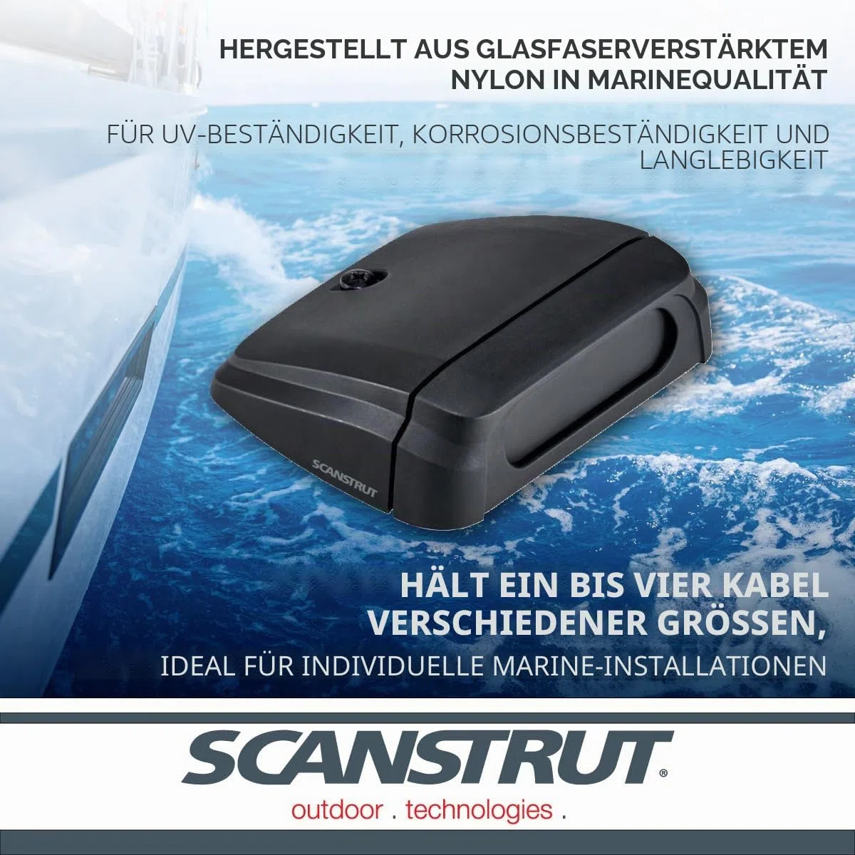 Scanstrut DS-H-Multi-BLK Horizontale Kabeldichtung - IP68 wasserdichte Multi-Kabeleinführung | Marine-Qualität, UV-beständig für Wohnmobil, Boot & Dachinstallationen