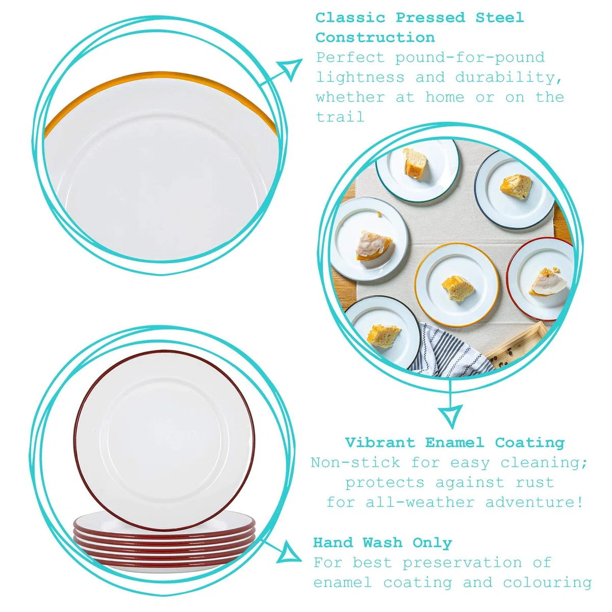 Argon Tableware Weißes Emaille Abendessen 25,5cm 16pc Marine