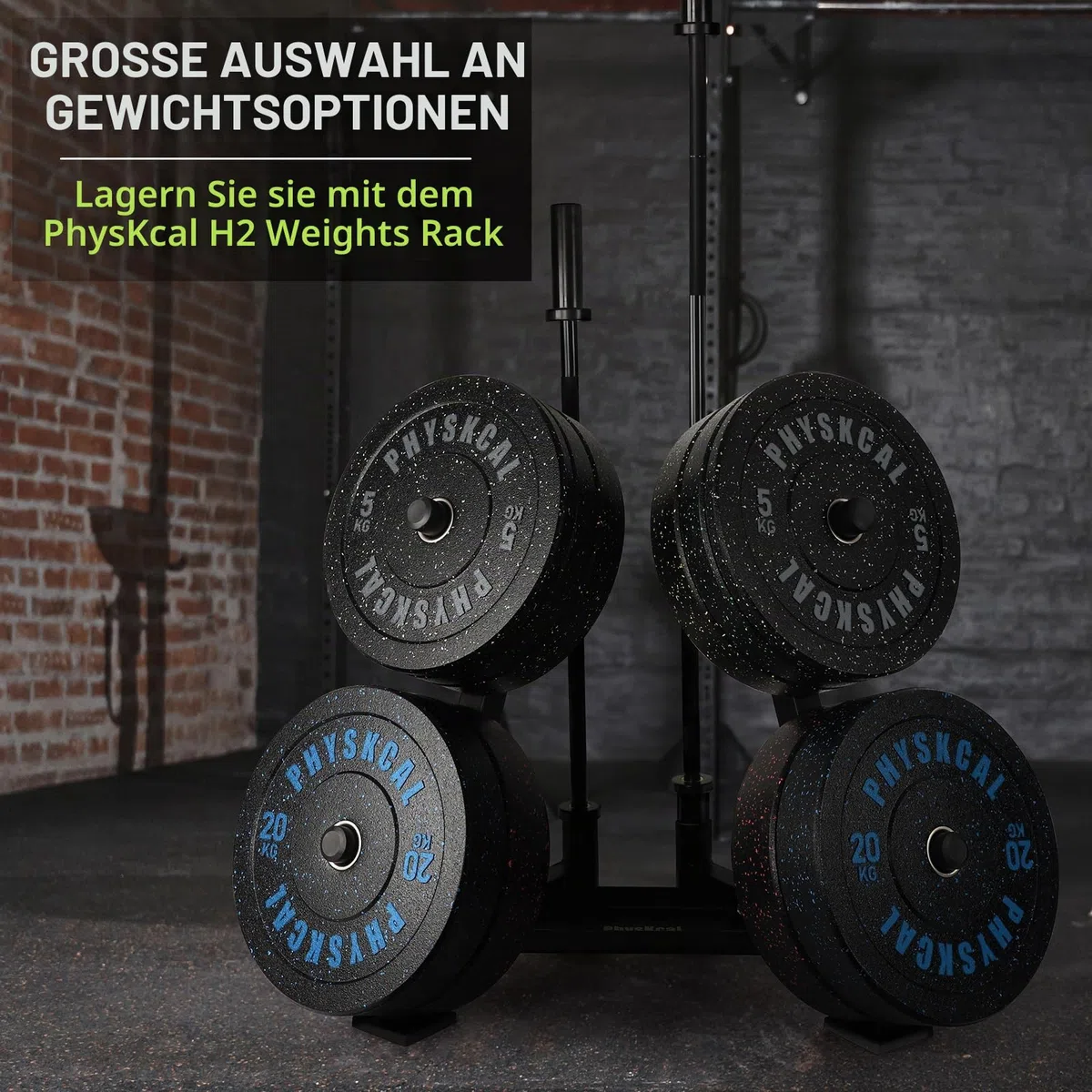 PhysKcal Hi-temp Olympic Bumper Plates, 50 mm Hantelscheiben 5–25 kg | Für Garage & Heimfitnessstudio Weightlifting. Dämpft Stöße, absorbiert Aufprall & schützt Böden bei Drops