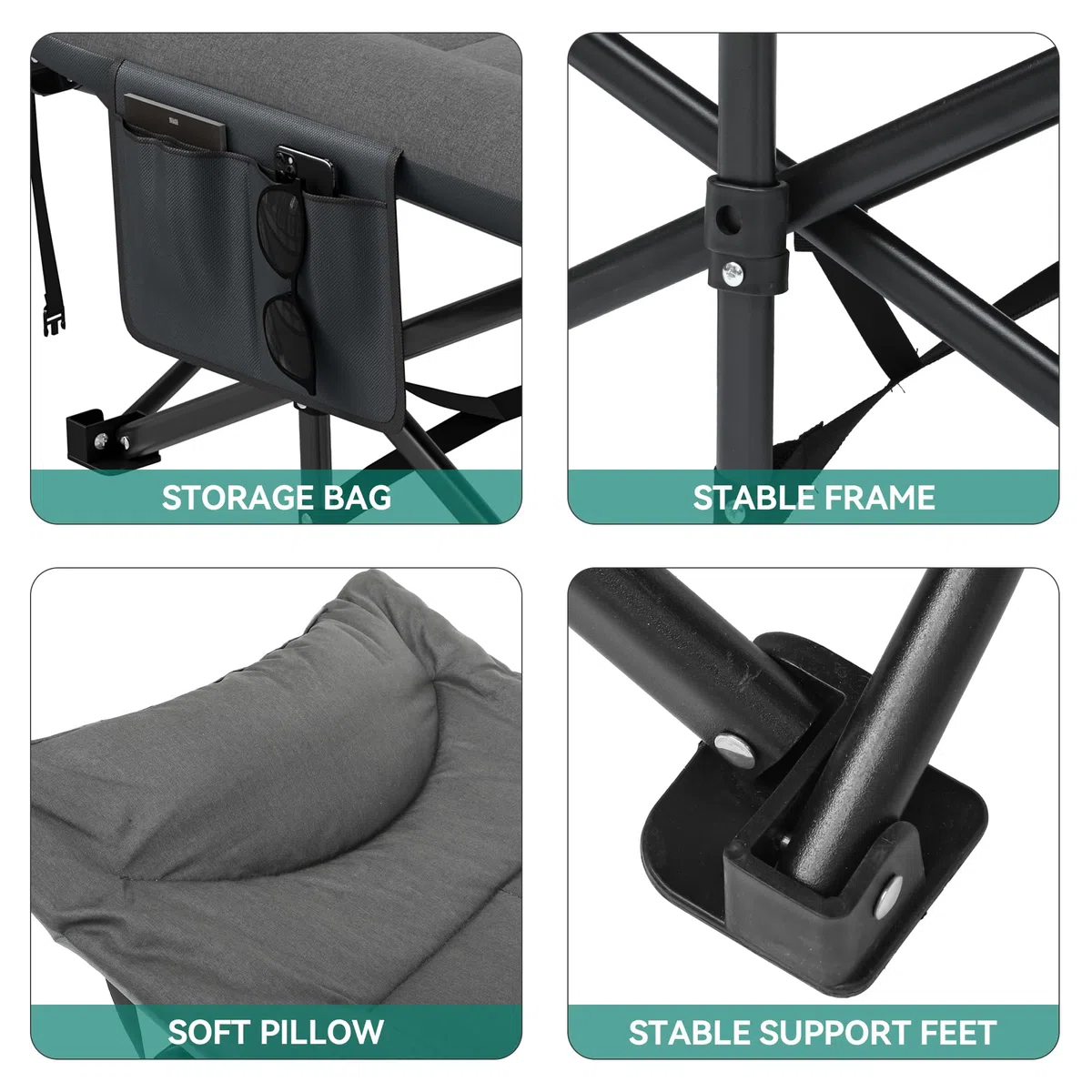 YITAHOME Feldbett Klappbar für Erwachsene, Robustes Campingbett mit Einer Traglast von 260 kg, Starkes Gestell mit Dickeren Rohren, Feldbett mit Tragetasche für Reisen/Büro/Outdoor, Grau