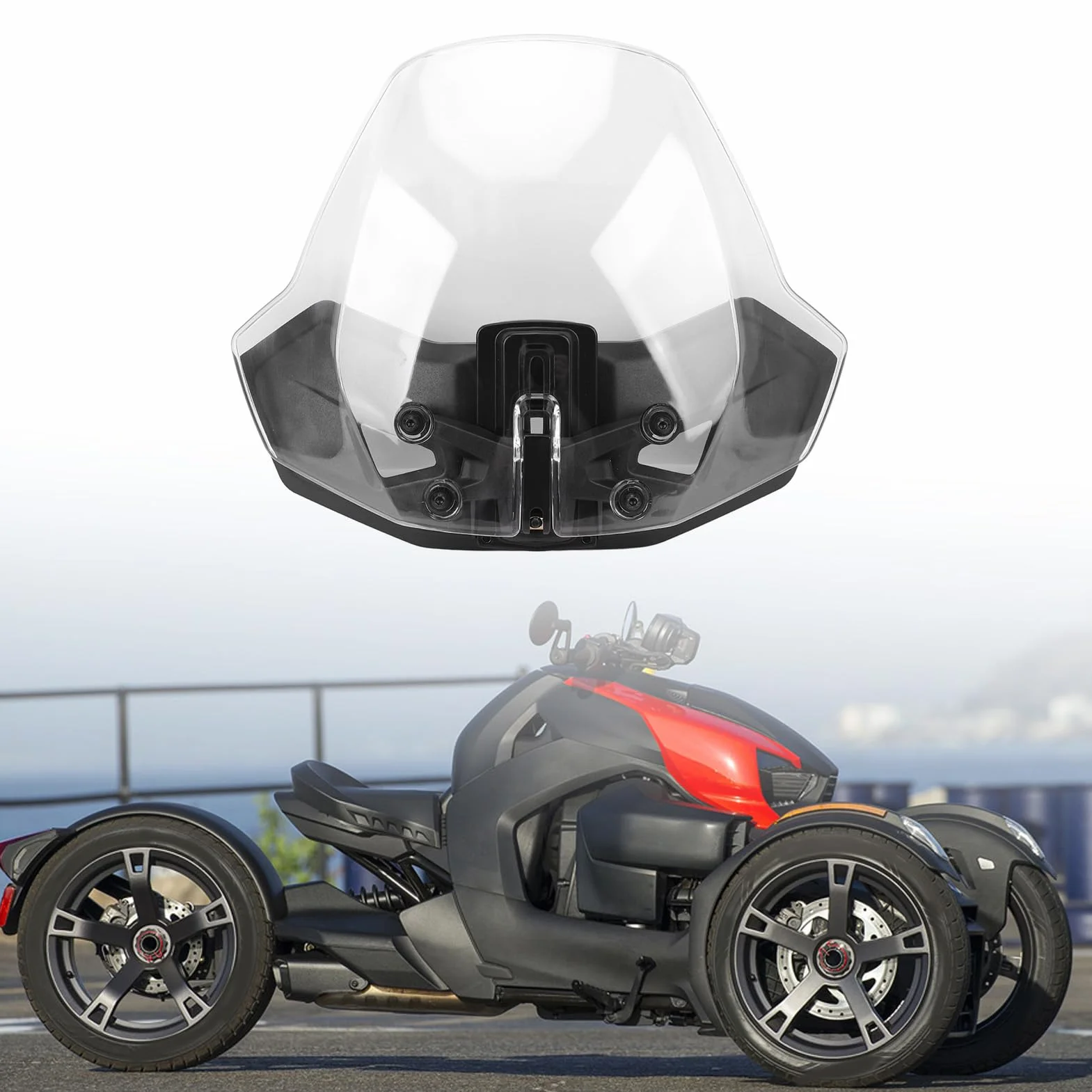 Einstellbare Windschutz Scheibe 219401032 PC Aero Dynamisch Erhöht Komfort Sport Wind Bildschirm für Ryker 600 900 Rally Sport Verstellbare Sport Windschutz Scheibe (Transparent)