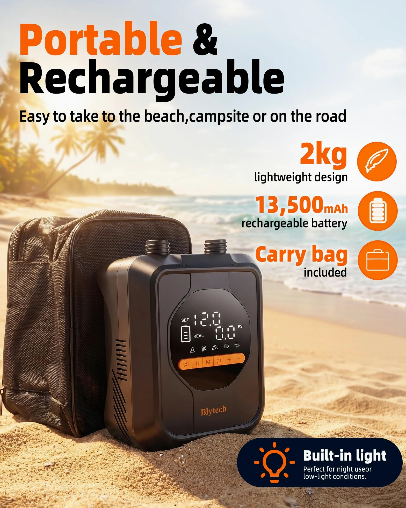 SUP Pumpe Akku 20 PSI, elektrische Luftpumpe 13500 mAh, tragbar für Paddle Board, Kajak, Zelt, Boot, Pool