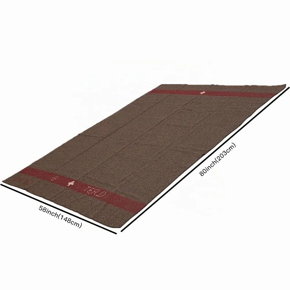 JQZ Decke aus 100% Wolle, 2 kg, Militär, warm, dick, waschbar, 149,9 x 203,2 cm, ideal für Camping, Outdoor, Sportveranstaltungen, Survival- und Notfall-Kits