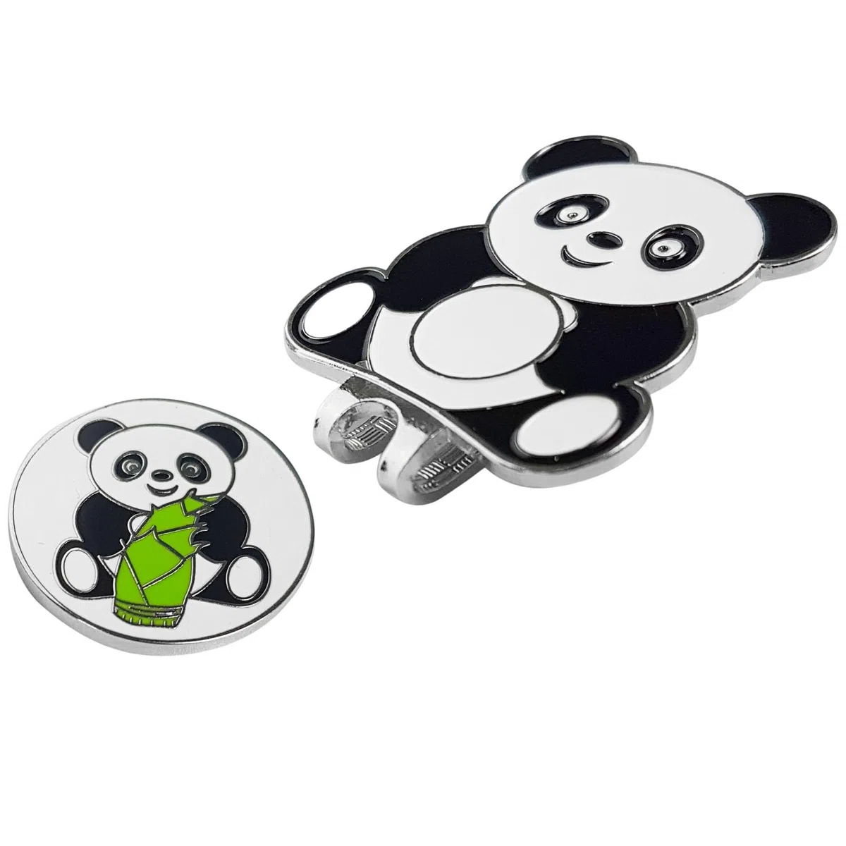 Hutclip Für Golfballmarker – 40 Mm Golfmarker Im Cartoon-Panda-Stil | Magnetischer Ballmarker Aus Metall, Trainingshilfe, 25 G, Sportzubehör Mit Niedlichem Tiermuster Für Professionelle Golfer, Grüne