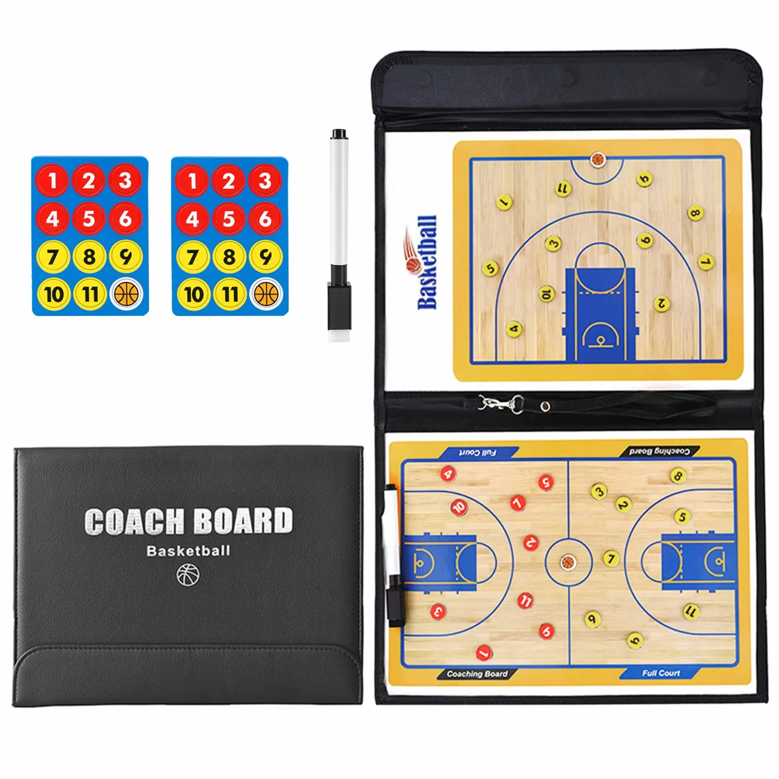 RoseFlower Taktiktafel Basketball, Taktikboard Basketball, Taktikbrett Taktikmappe Basketball mit Marker Stift und Magneten, Profi Basketball Coaching Board für die Schulung und Spielanalyse