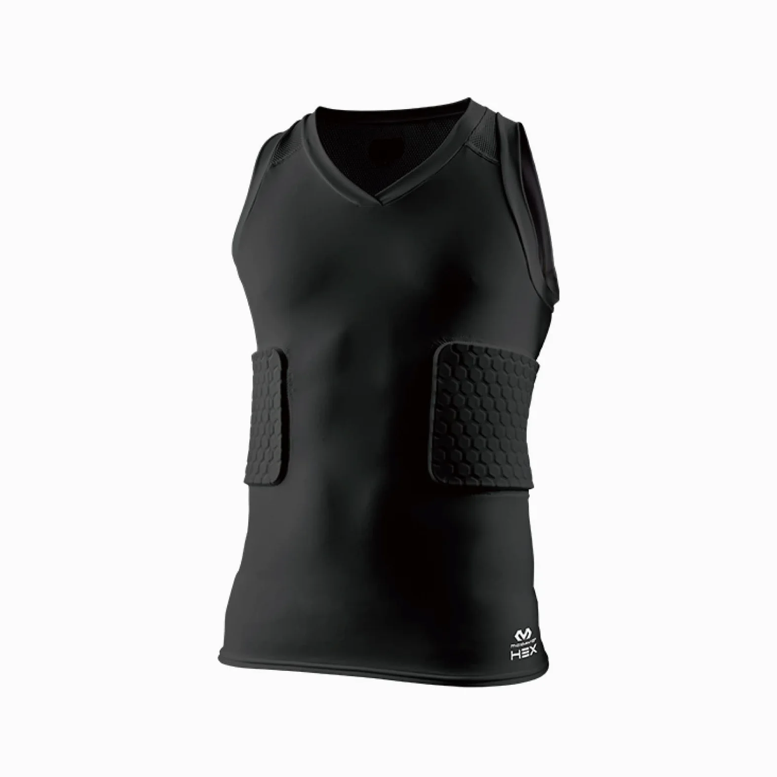 Mcdavid Gepolstertes Tanktop (3 Pads) HEX Pads Kompressionsshirt für Basketball, Fußball, Lacrosse und mehr, schützt die Rippen und die Wirbelsäule