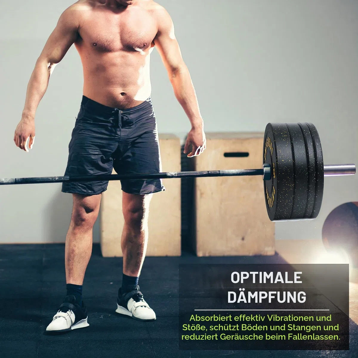 PhysKcal Hi-temp Olympic Bumper Plates, 50 mm Hantelscheiben 5–25 kg | Für Garage & Heimfitnessstudio Weightlifting. Dämpft Stöße, absorbiert Aufprall & schützt Böden bei Drops