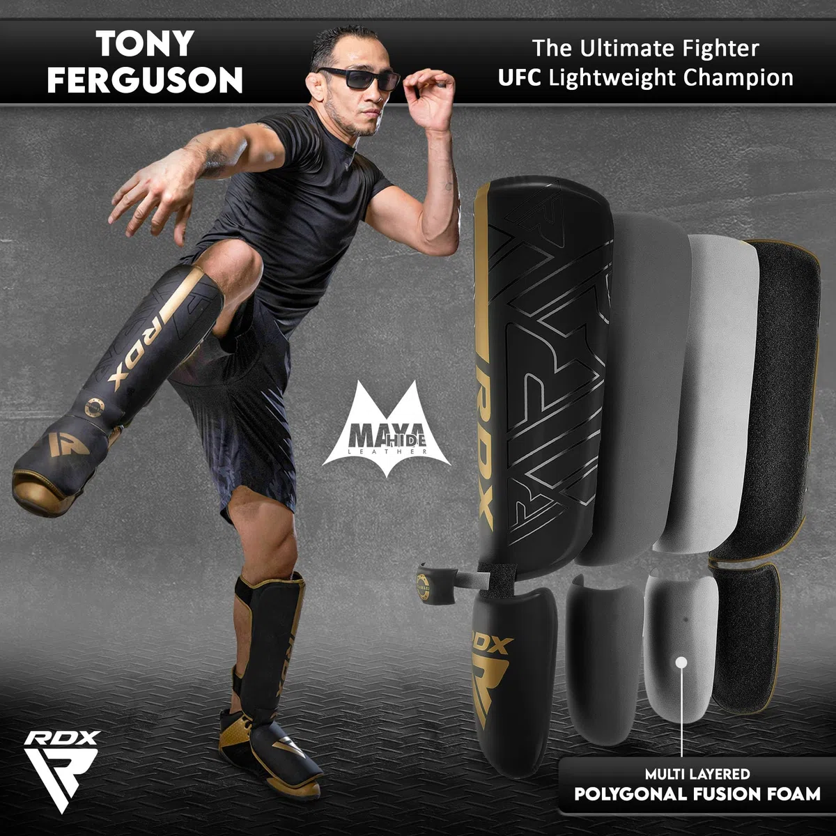 RDX Schutz für warmes Boxen, Thai, Kickboxen, Kampfsport, MMA, Training, Maya-Hide-Leder Kara, Schutz für Muay Thai, Krav, MAGA, Sparring, BJJ, Karate und Kampftraining, Fußschutz