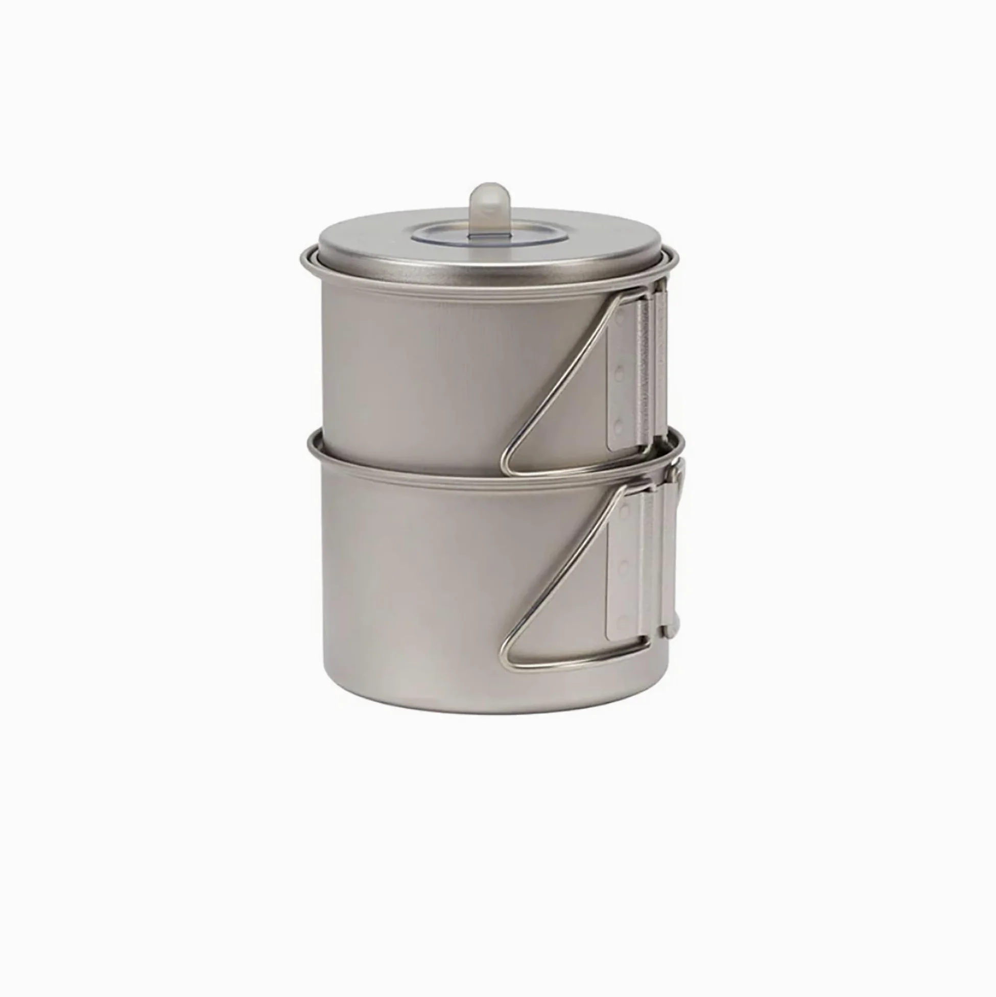 Snow Peak Titanium Mini Solo Combo Kochset, Japanisches Titan, Ultraleicht und kompakt für Camping und Rucksackreisen, mit stapelbarem Topf und Becher mit Deckel und klappbaren Griffen