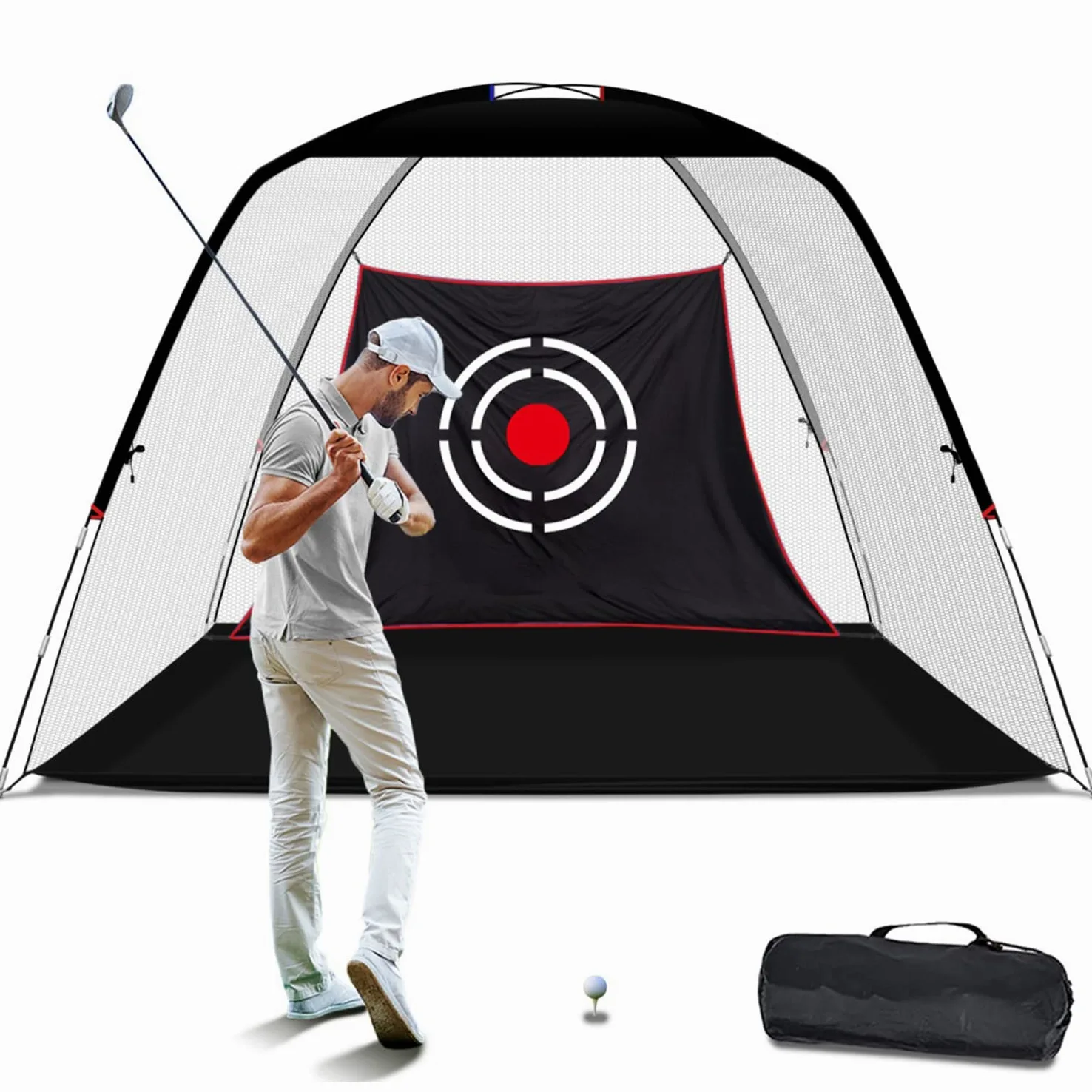 Golf-Übungsnetze für Hinterhoffahrten im Innenbereich, robuste Übungsnetze für den Hinterhof, hochwertige tragbare Golf-Schlagnetze mit Rahmen und Netz für Männer und Frauen