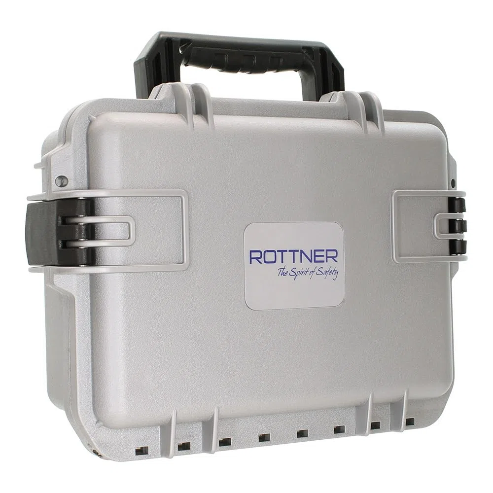 Rottner Waffentransportbox Gun Case mobile, Schnappverschluss, Grau, BxH 395x148 mm, geeignet für 2 Kurzwaffen, Munition, Zubehör