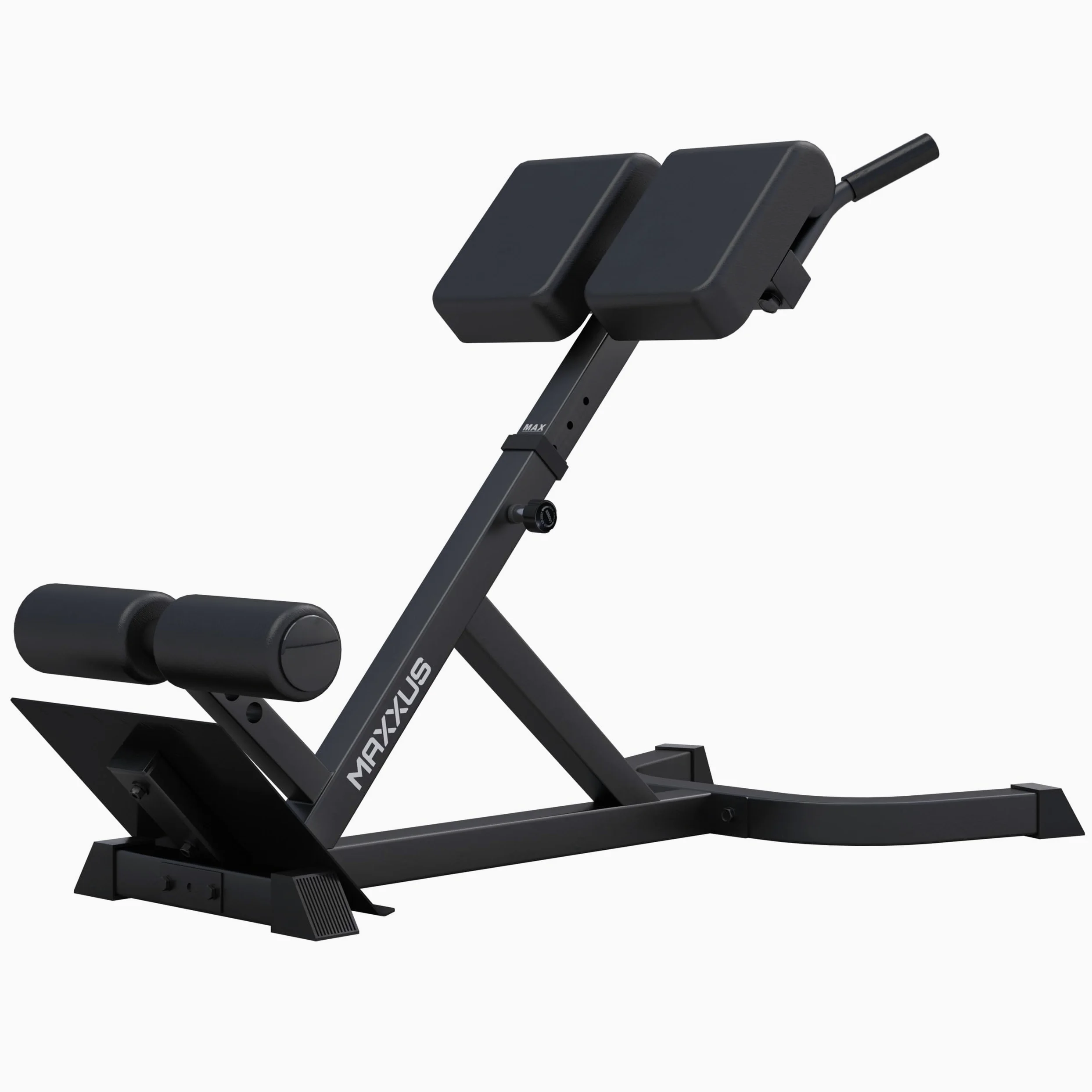 MAXXUS Hyperextension Rückentrainer - Verstellbar, bis 150/180 kg, mit Beinfixierung, Haltegriffen - Bauchtrainer, Römische Bank, Multifunktionales Workout Bench