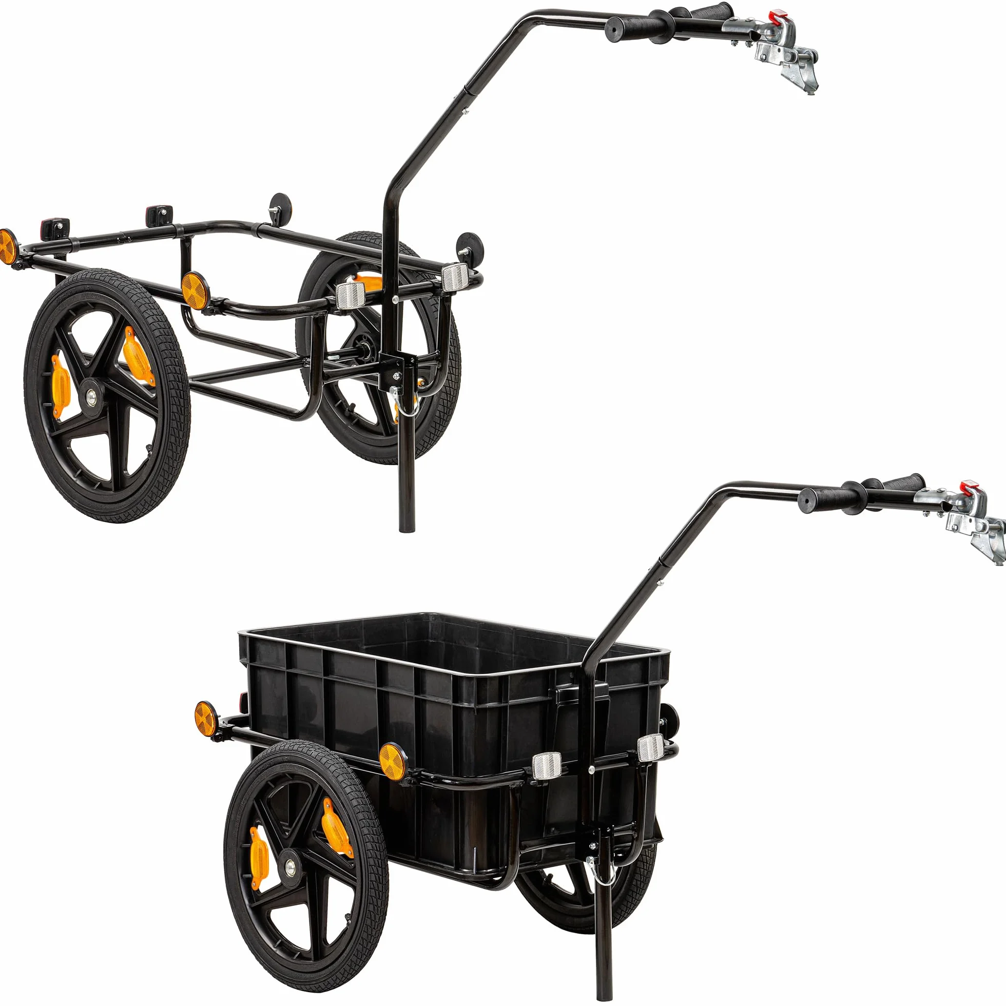 Zelsius Fahrradanhänger Transport | 68 Liter | Transportwagen, Fahrradwagen, Handwagen | Anhänger für Fahrrad, Lastenanhänger mit Kunststoffwanne | Transportanhänger, Transportbox