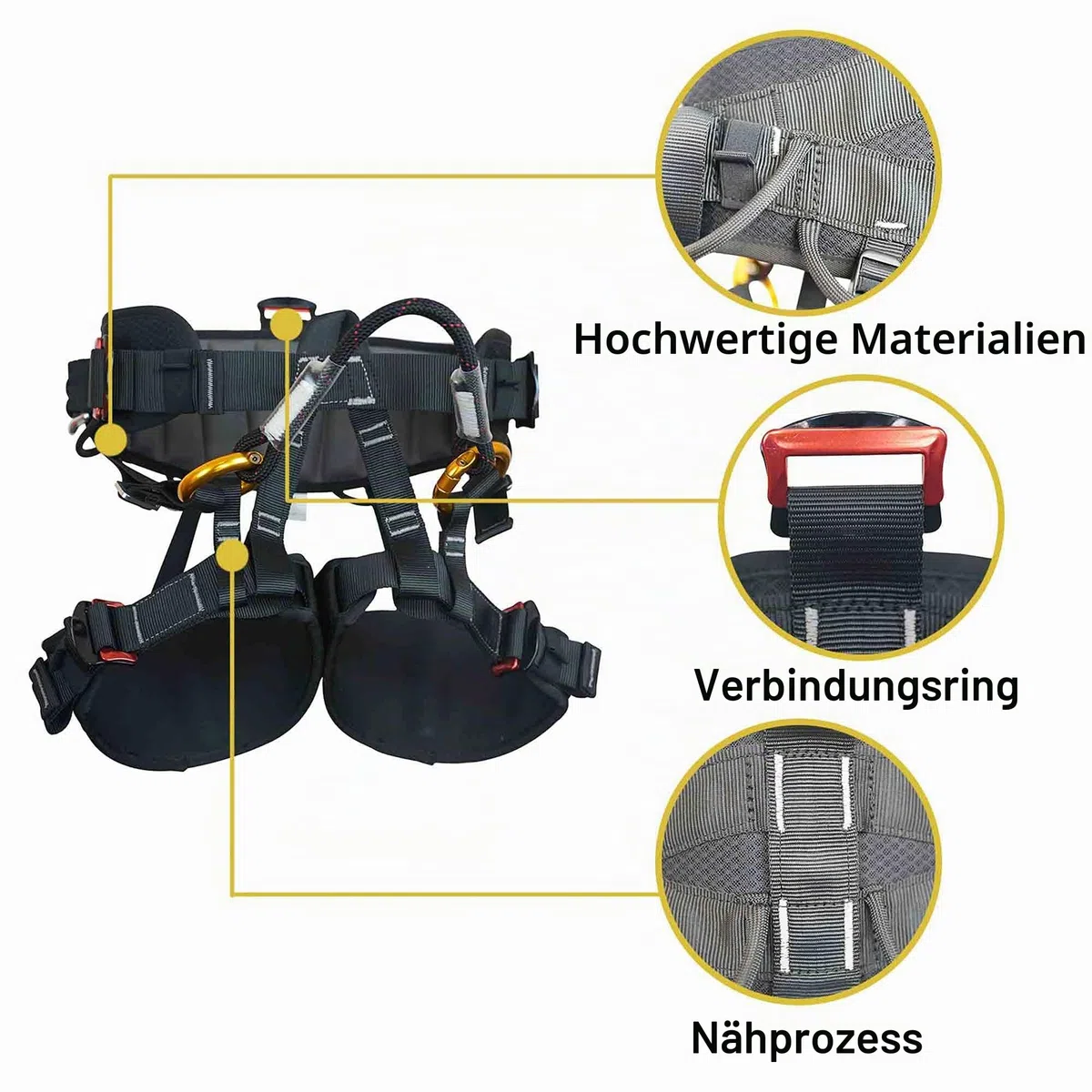SOB Klettergurt Sicherheitsgurt Mehrzweck Taillenring 33.5-49.2 Zoll Beinring 23.6-29.5 Zoll CE-Zertifiziert