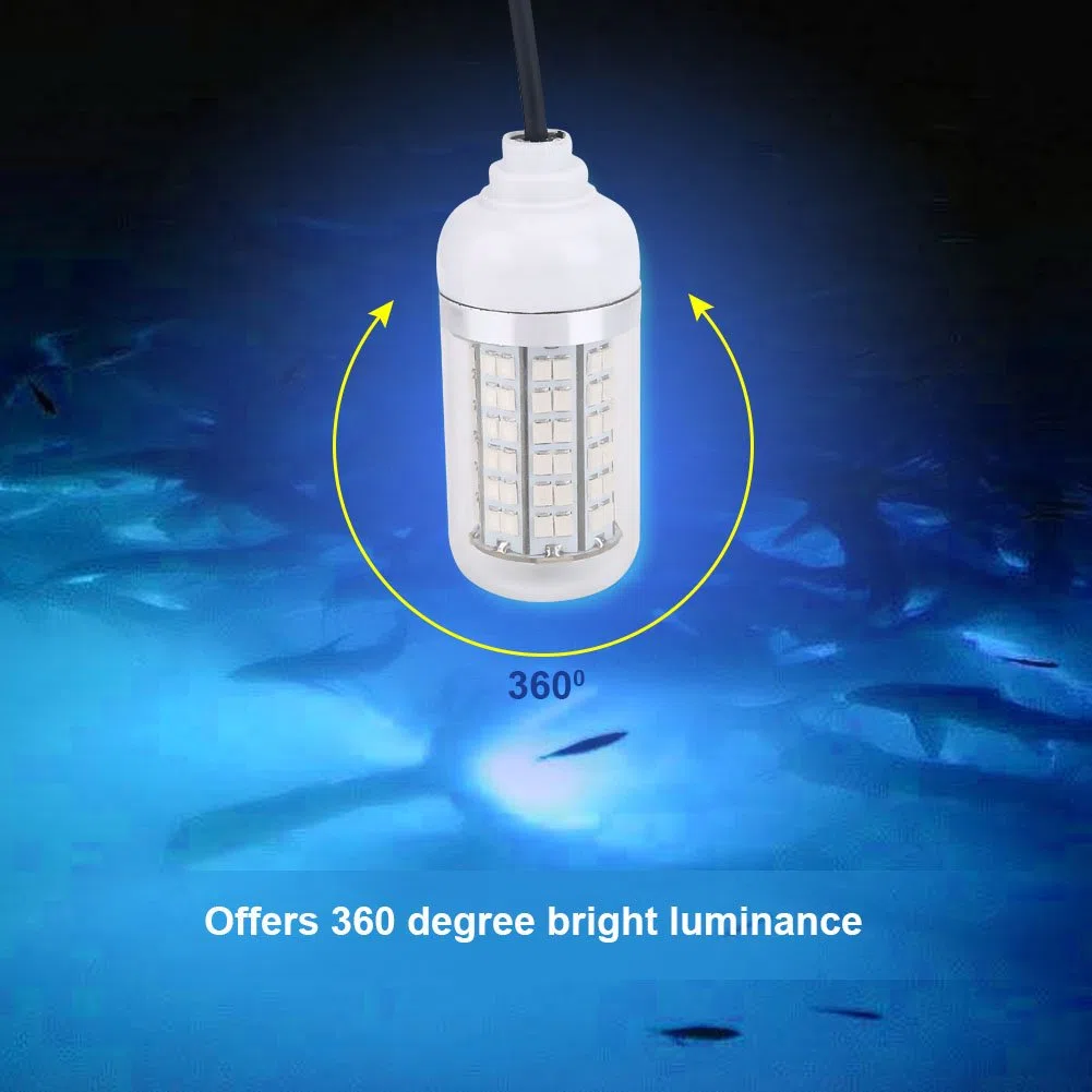 12 V LED-Unterwasser-Nachtangellampe für den Außenbereich, für Crappie, Garnelen, Tintenfische, Welse (blau) (Blaues Licht)