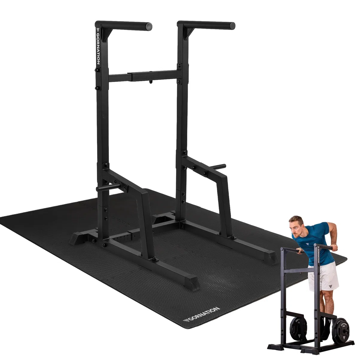 GORNATION Dip Station für Calisthenics & Homegym, Verstellbare Dip Barren Indoor & Outdoor, Freistehende Dip Bars für Dips, L-Sits, & Abs Training, Dipstangen