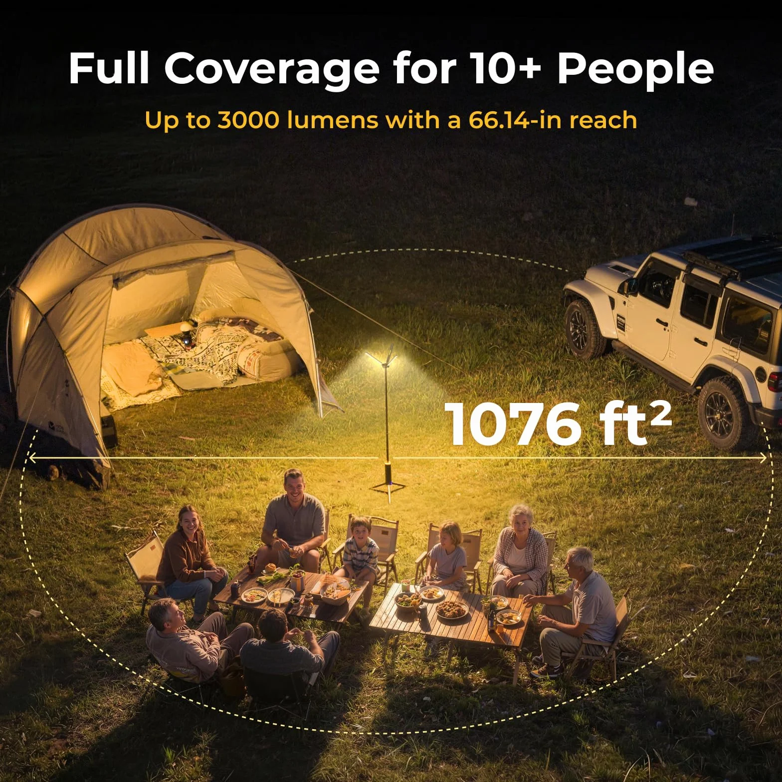 BougeRV T1 Campinglampe 15600mAh 3000 lm aufladbar IPX5 wasserdicht Campinglaterne Schwarz