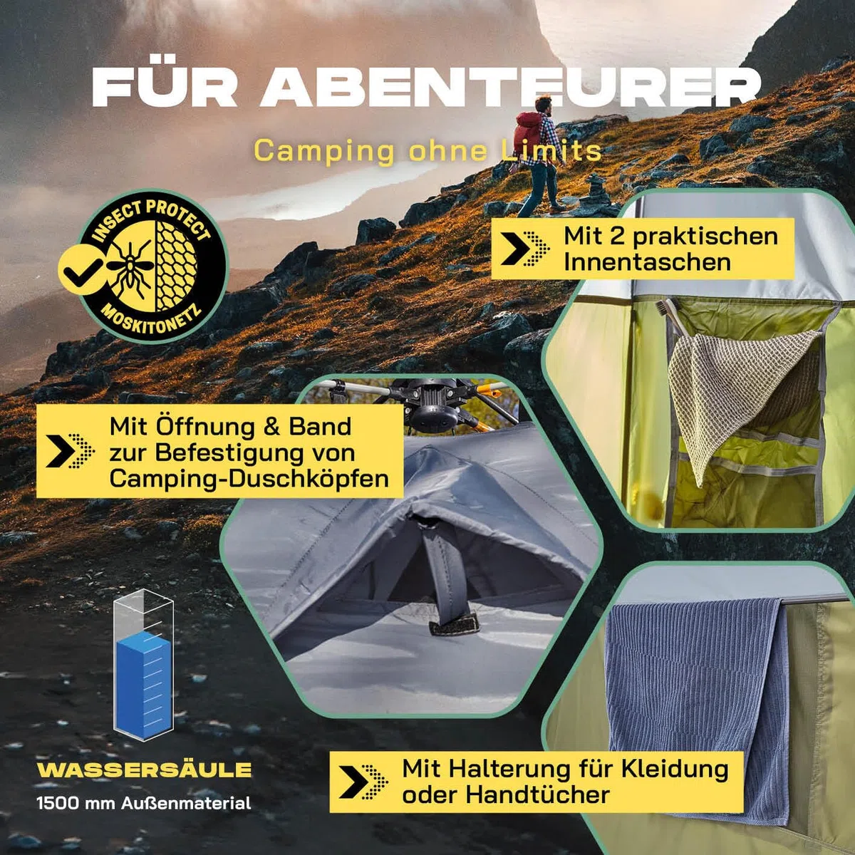 Lumaland Premium Duschzelt | Toilettenzelt für Indoor & Outdoor | Mobiles Umkleidezelt & Lagerzelt | Zelt für Tierfotografie | Ideal zum Campen, Festival & zum Angeln | Wasserdicht & Windfest [Grün]